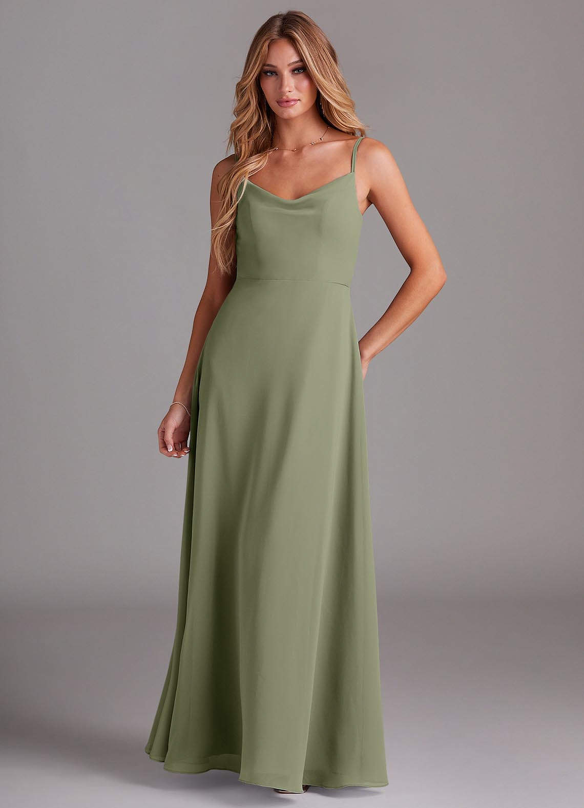 Azazie Daenerys Jurken voor thuis passen Jurk van Chiffon met A-Lijn Frock Champagne Roos image1