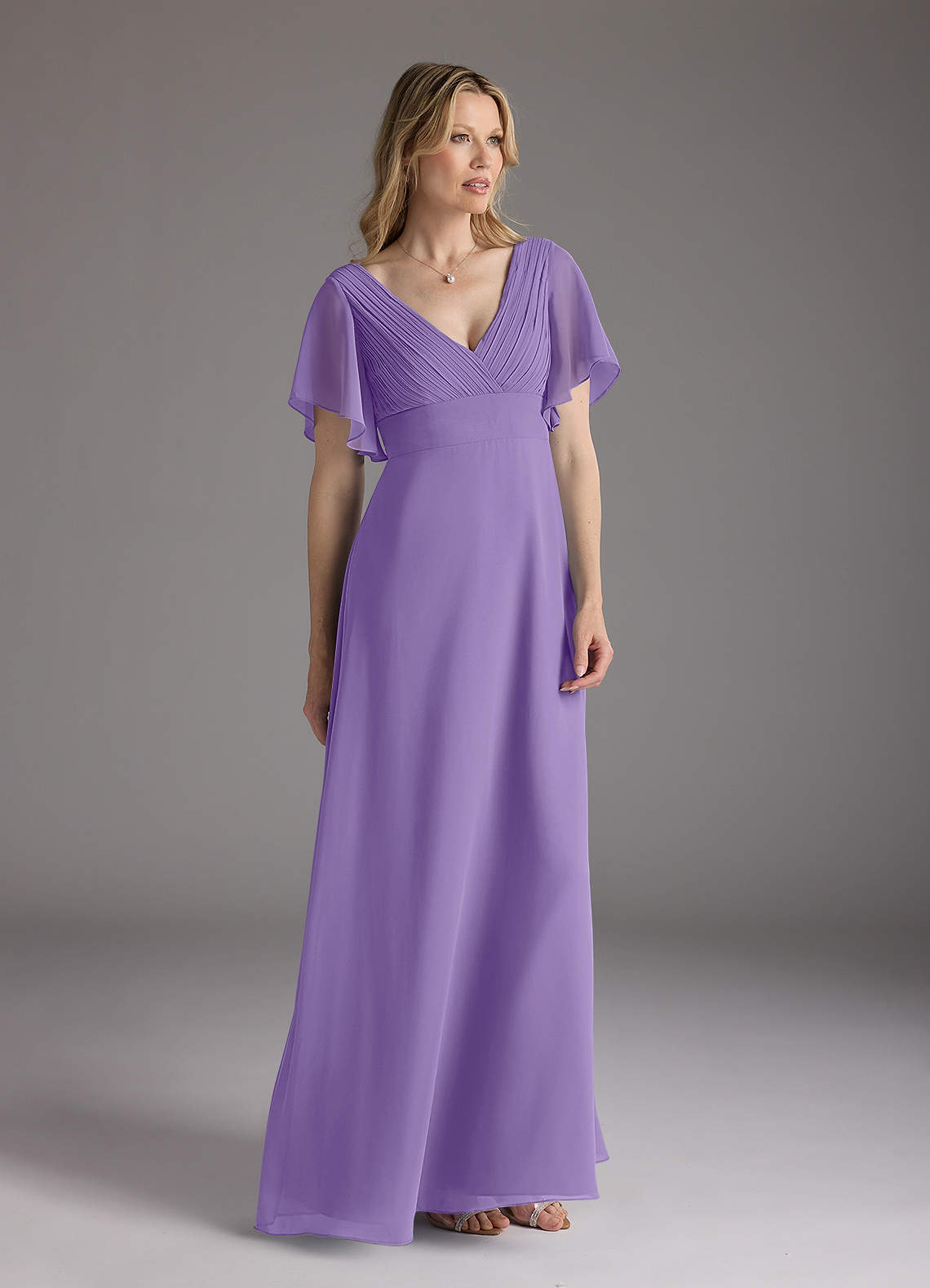 Azazie Alessa Abiti per la Madre della Sposa Abito A-Line in Chiffon con Scollo a V a Pieghe Tahiti image1