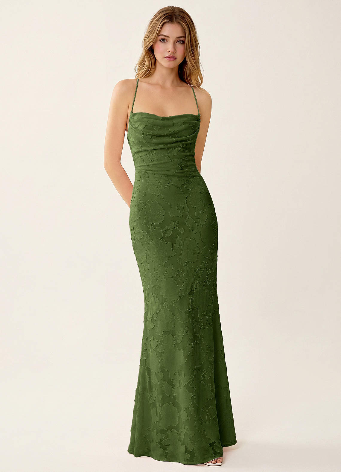 olive green lace prom dress Natasha Jacquard Corset Mermaid fitted olive green prom dress