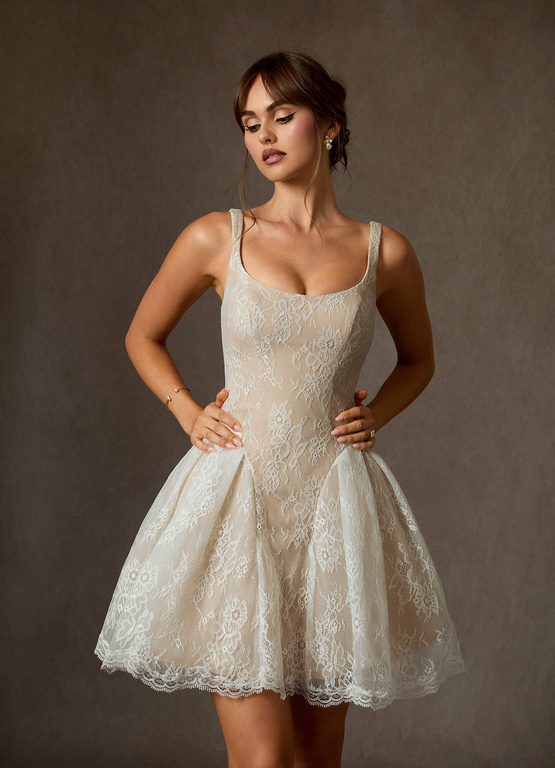 Azazie Dawn Diamond White Nude A-Line Lace Dress | Azazie Azazie Dawn Diamond White Nude A-Line Lace Dress | Azazie