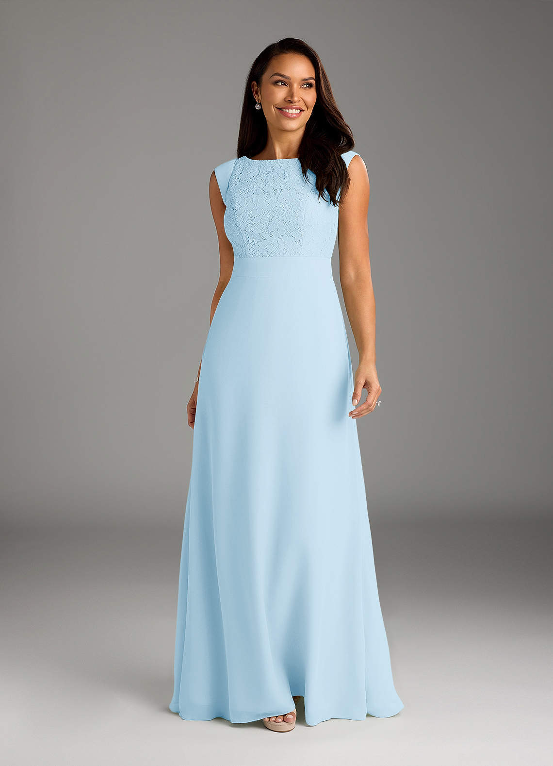 Azazie Bettina Mother of the Bride Dresses Sky Blue A-Line Lace Chiffon Dress image1