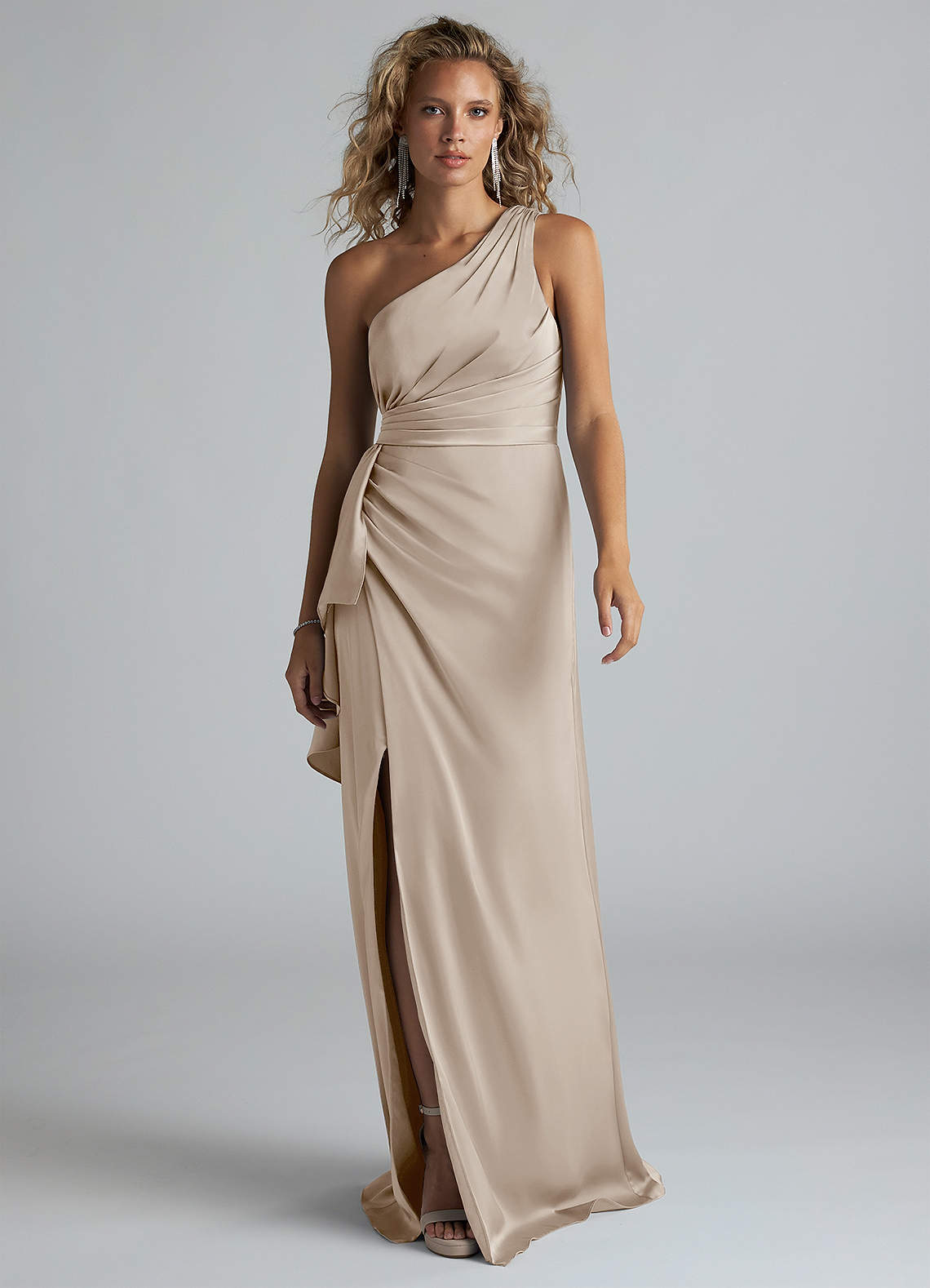 Azazie Maive Brautjungfernkleider Etui Gestreift Stretch-Satin Kleid Frost image1