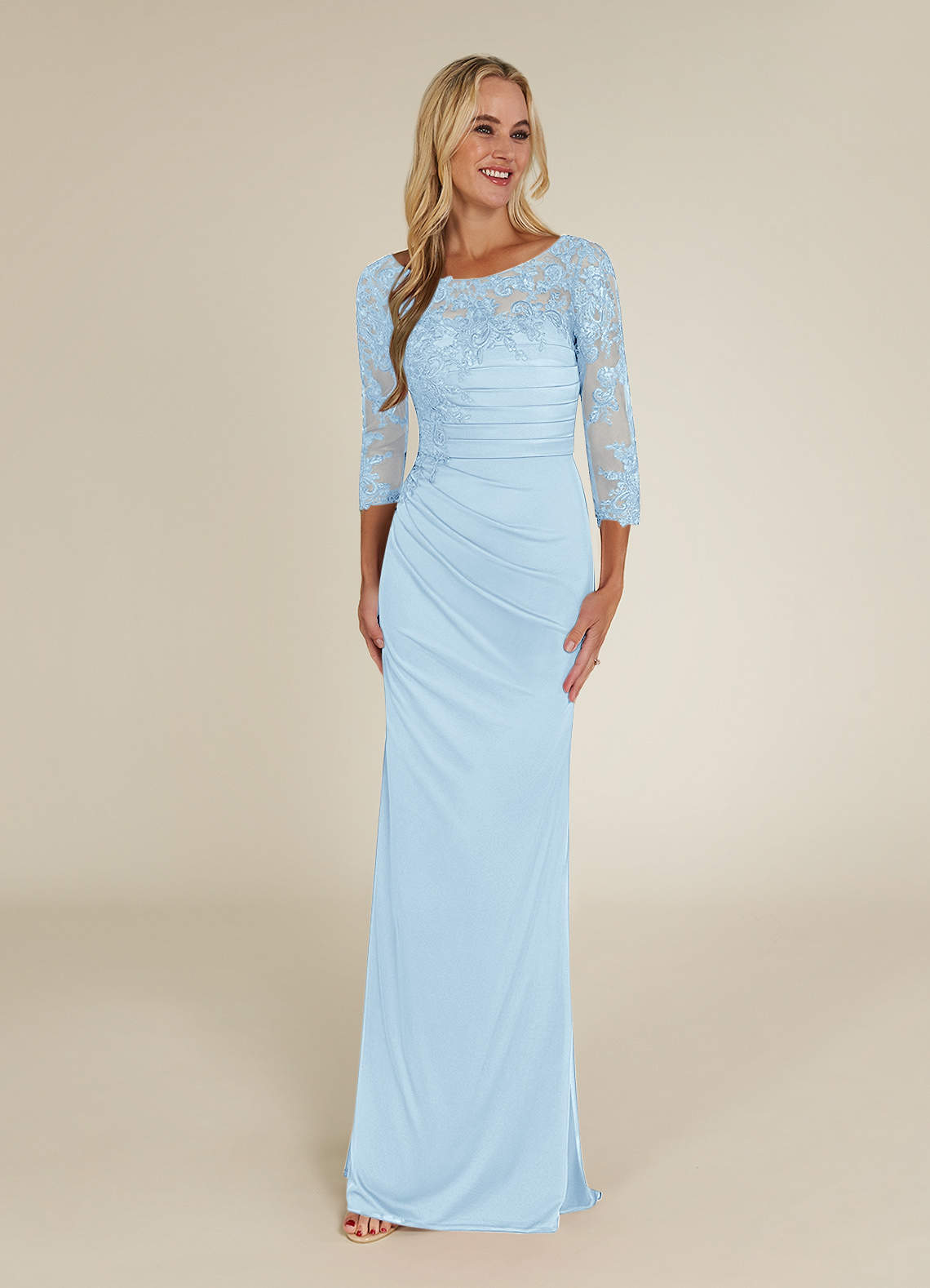 Azazie Alisondra Mother of the Bride Dresses Sky Blue Sheath Scoop Lace Lace Dress image1
