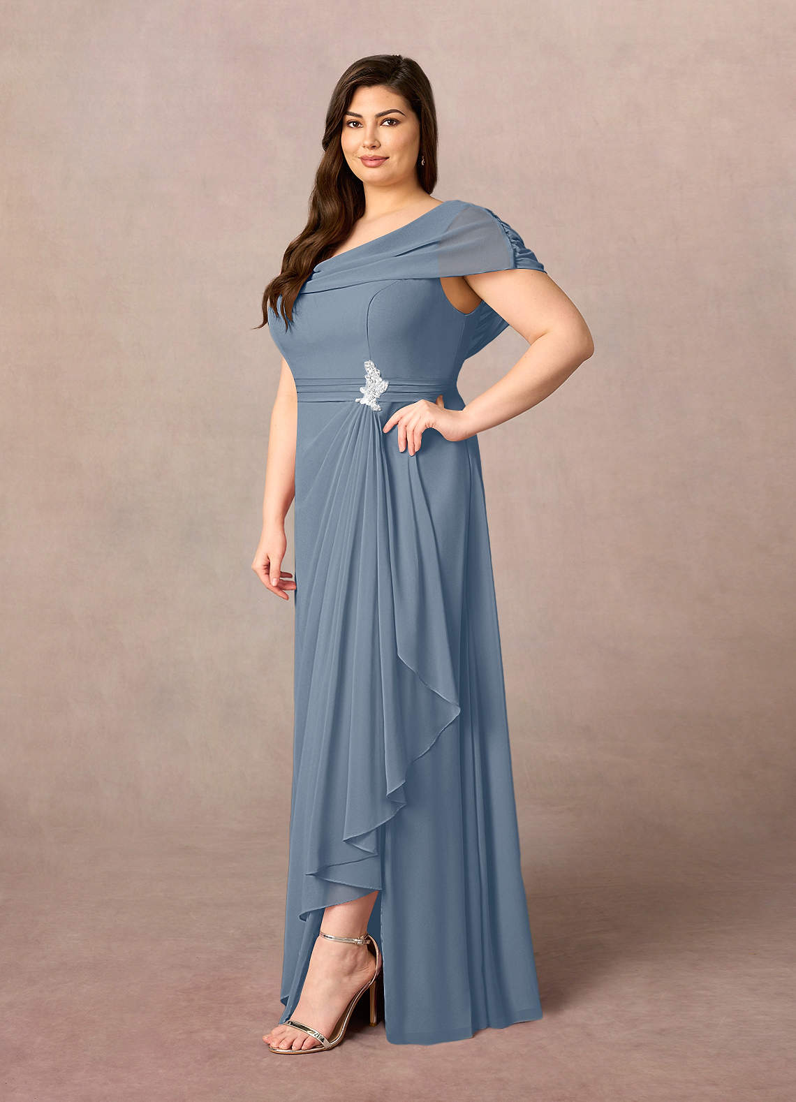 Azazie Mary Twilight A-Line Side Slit Chiffon Dress | Azazie