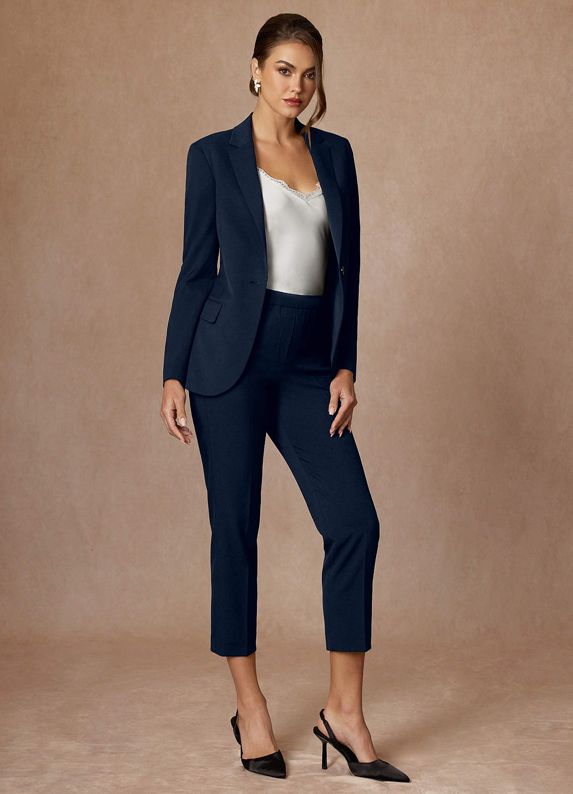 front Kennedy Dark Navy Structured Stretch Dress Pants