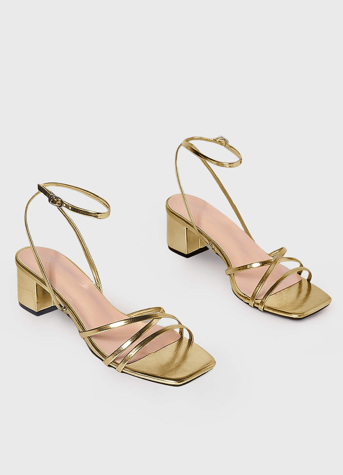 front Cross Strips Block Heel Sandals