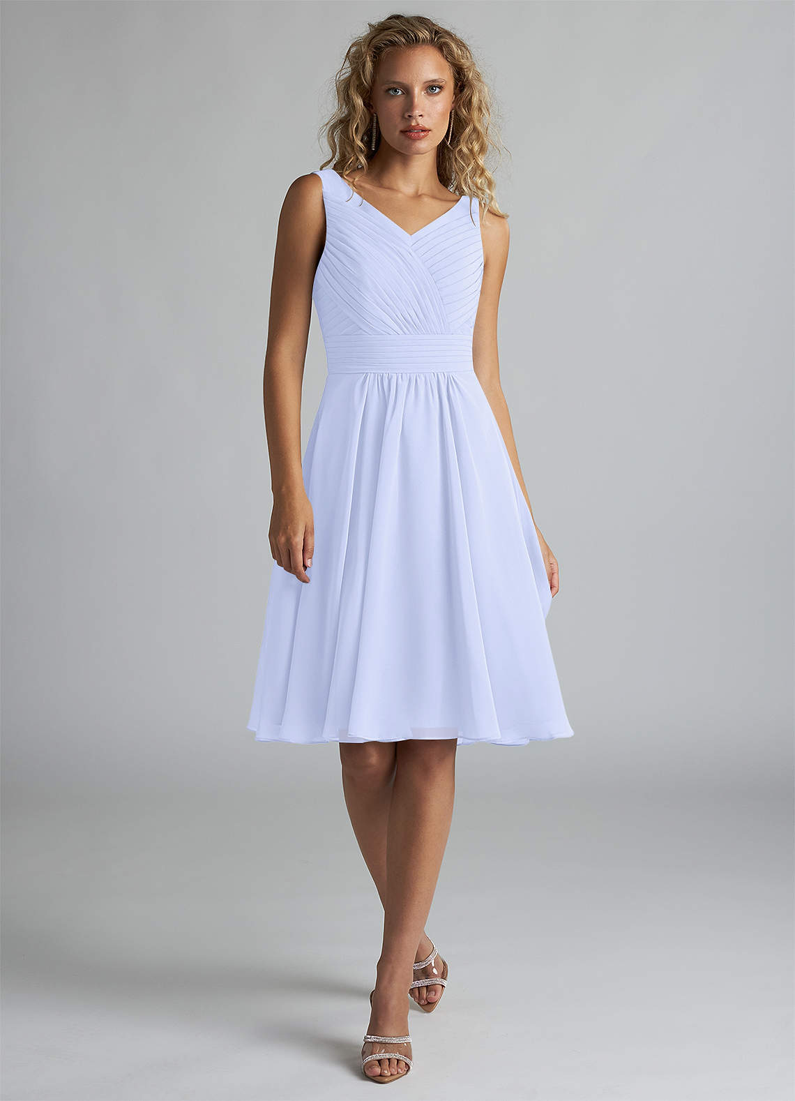 Azazie Grace Brautjungfernkleider A-Linie Plissee Chiffon Kleid Lavendel image1