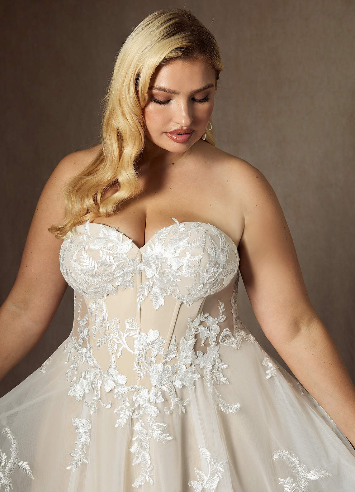 Azazie Aurorie Wedding Dresses Diamond White Nude A-Line Sequins Tulle Dress image13