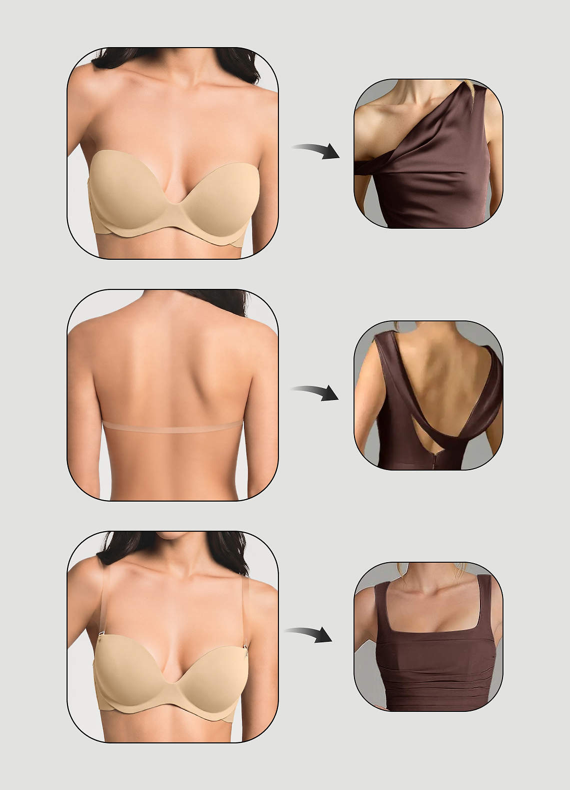 front Azazie Reggiseno convertibile multiuso senza cuciture