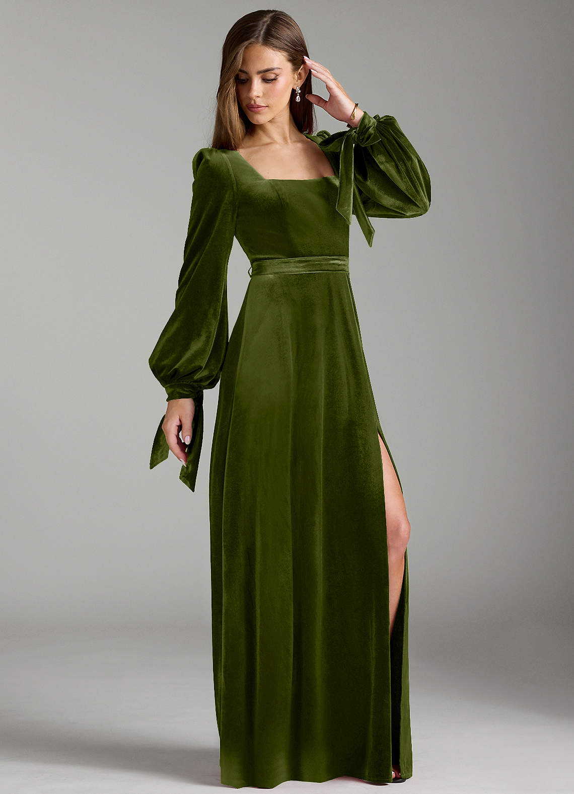 olive velvet dress Mermaid Green Corset Find your fit today Draped Cuff Off-the-Shoulder Velvet Maxi