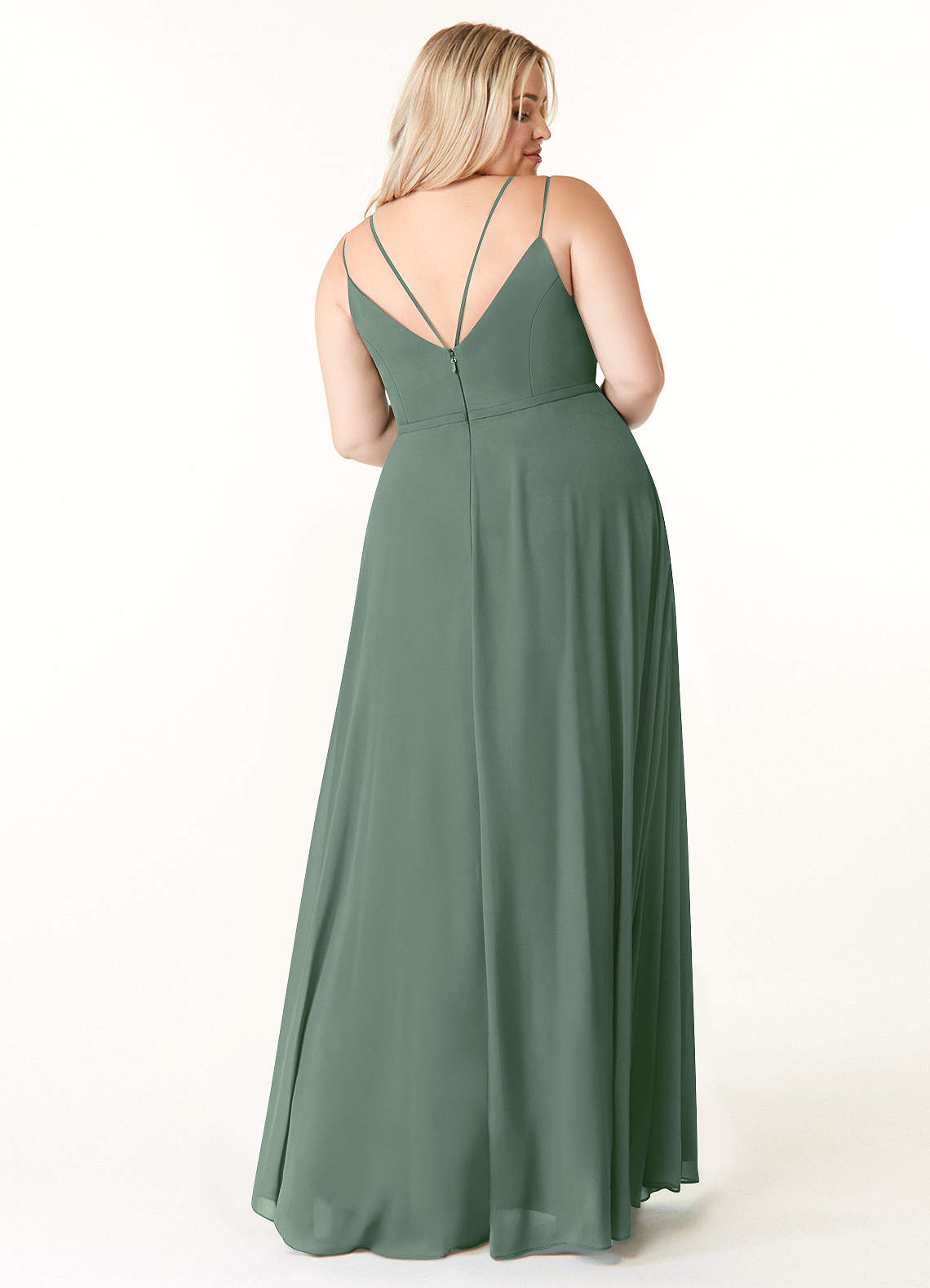 Azazie Janine Bridesmaid Dresses A-Line V-Neck Chiffon Floor-Length Dress image1