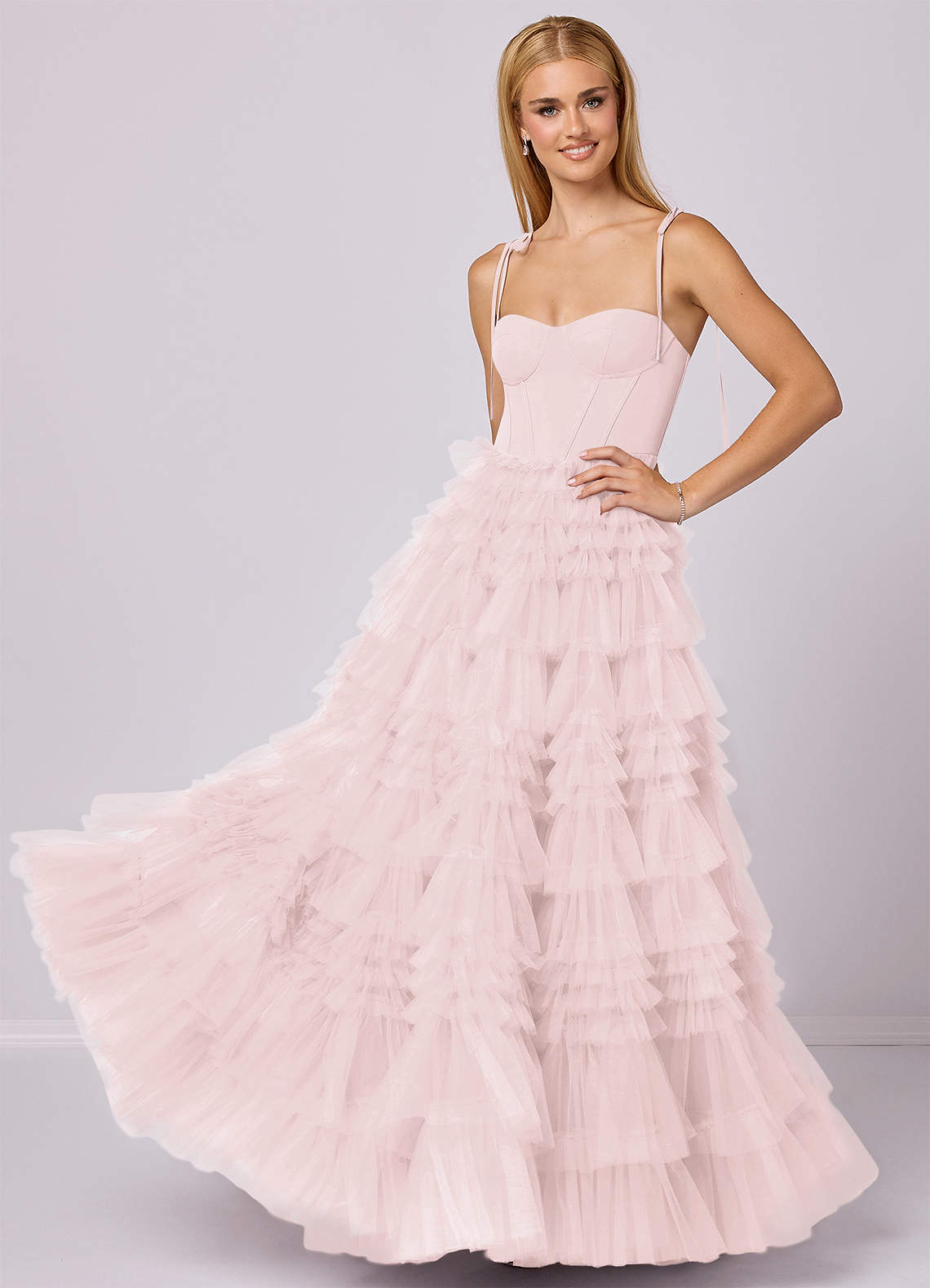 Barbie ♥ Azazie Bridesmaid Dresses Blushing Pink A-Line Sweetheart Neckline Tulle Dress image1