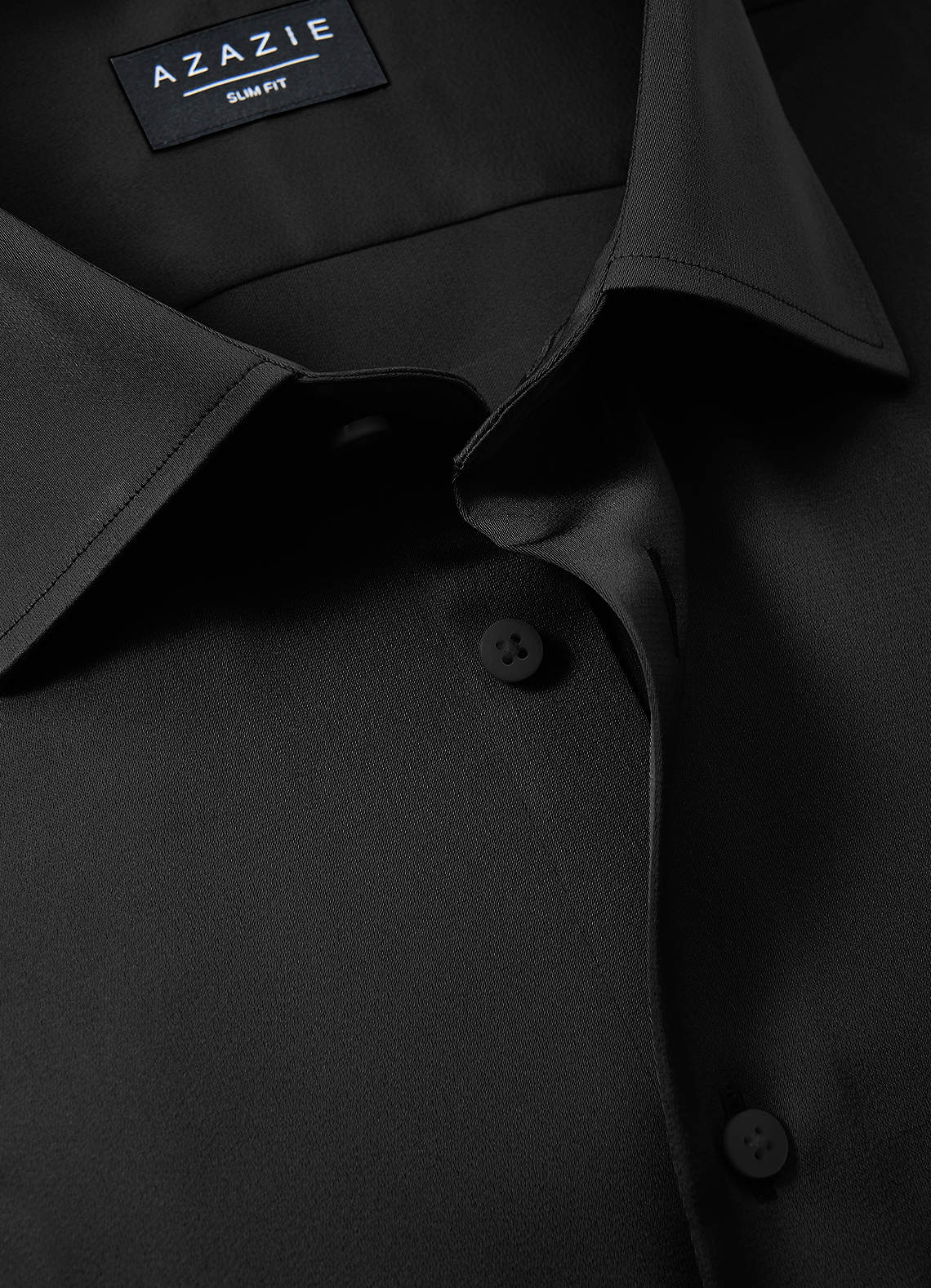 front Julian Black Stretch Satin Dress Shirt