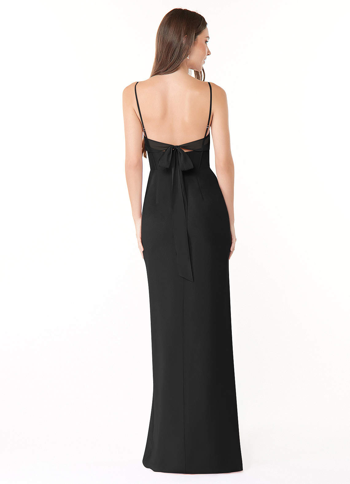 Azazie Mai Bridesmaid Dresses Black Sheath Pleated Chiffon Dress image1
