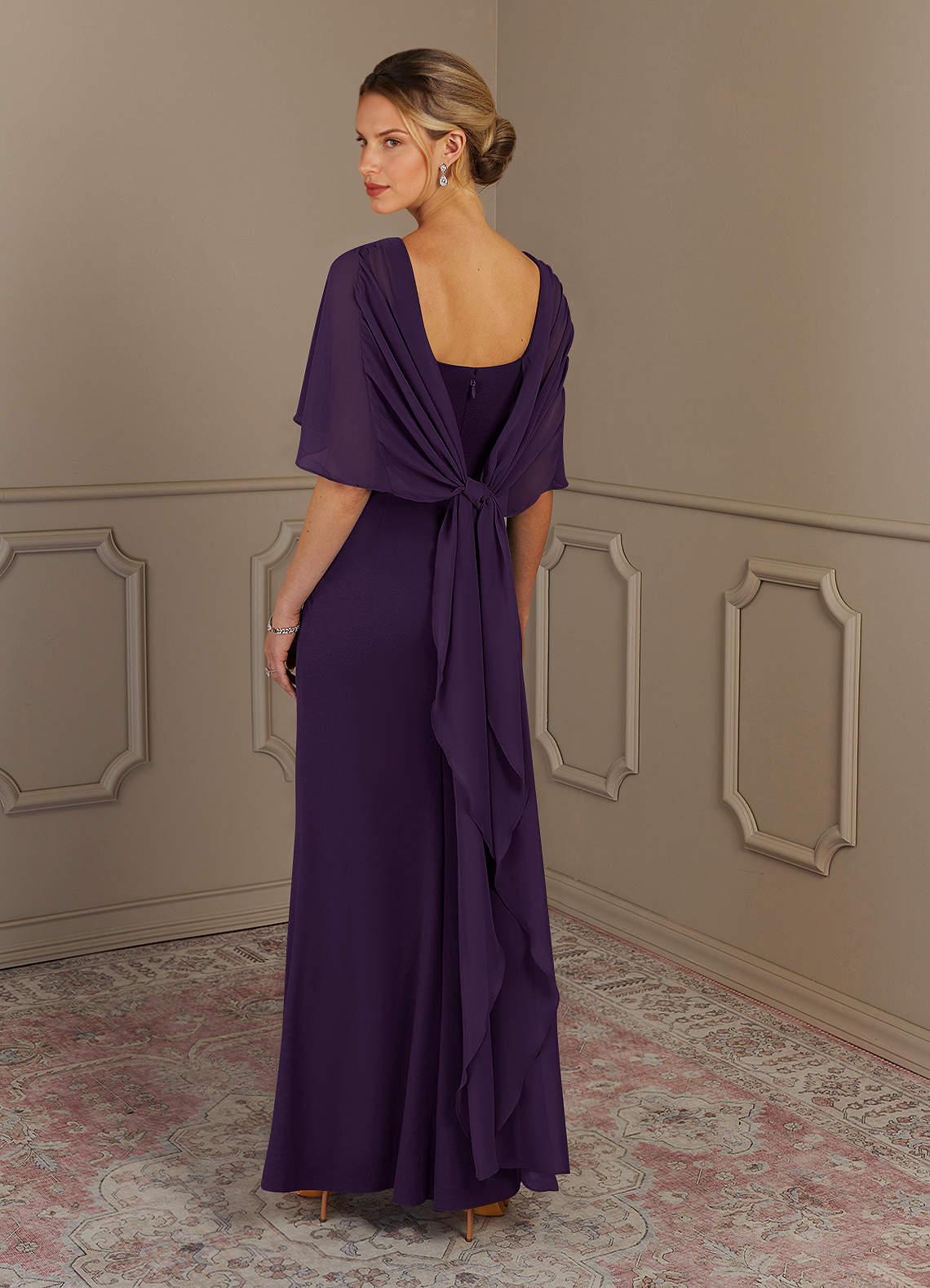 Azazie Dion Mother of the Bride Dresses Plum Sheath Scoop Stretch Crepe Dress image4