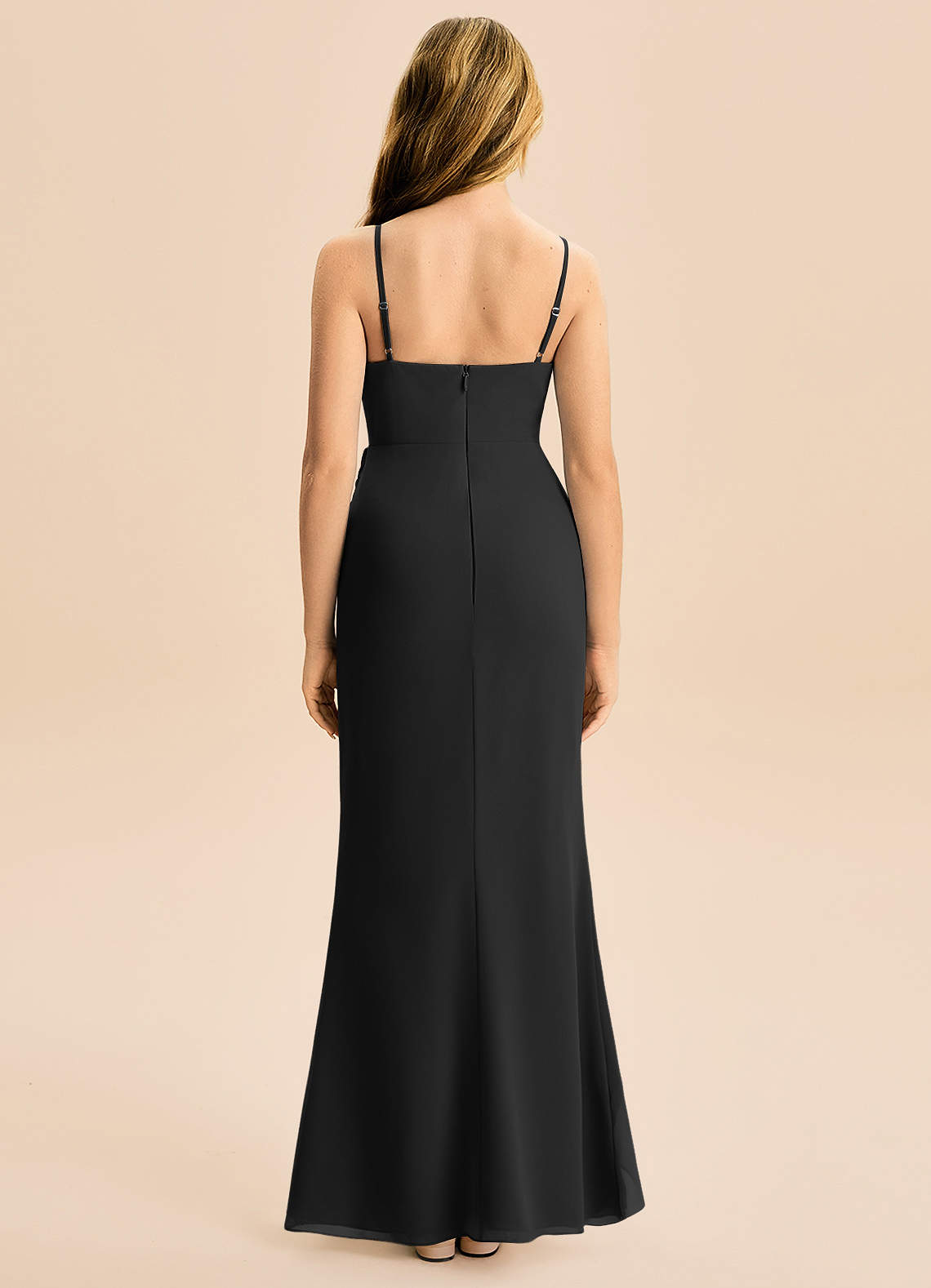 Azazie Buzzy Junior Robe Fourreau en Mousseline de soie Plissée Noir image4