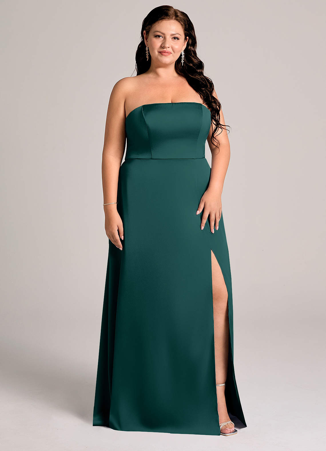 Azazie Wren Klänningar att prova hemma Klä av A-Linje i Stretch Satin Axelbandslös Svart Konvertibel image8