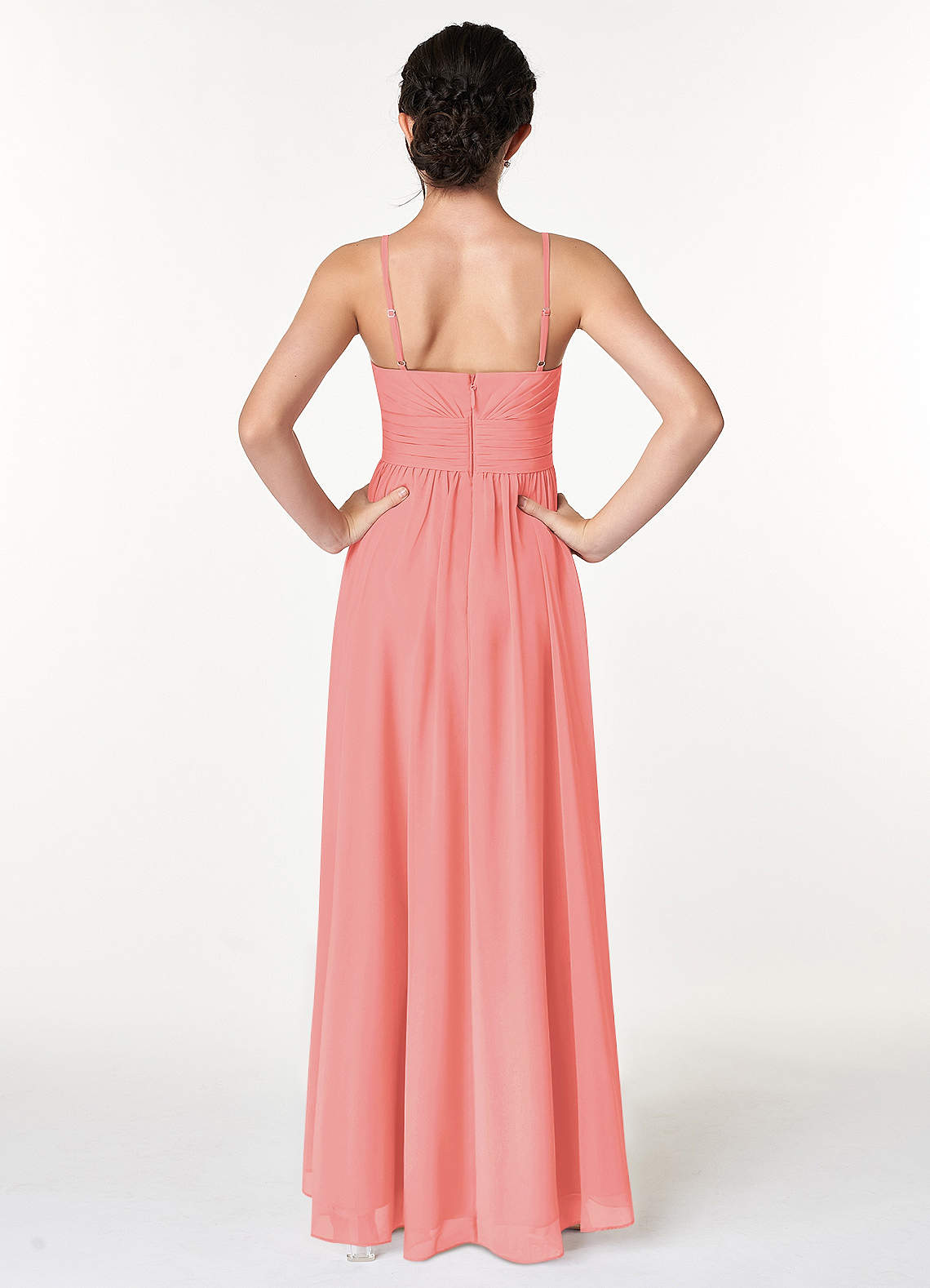 Azazie Catalina Junior Bridesmaid Dress in Coral | Azazie