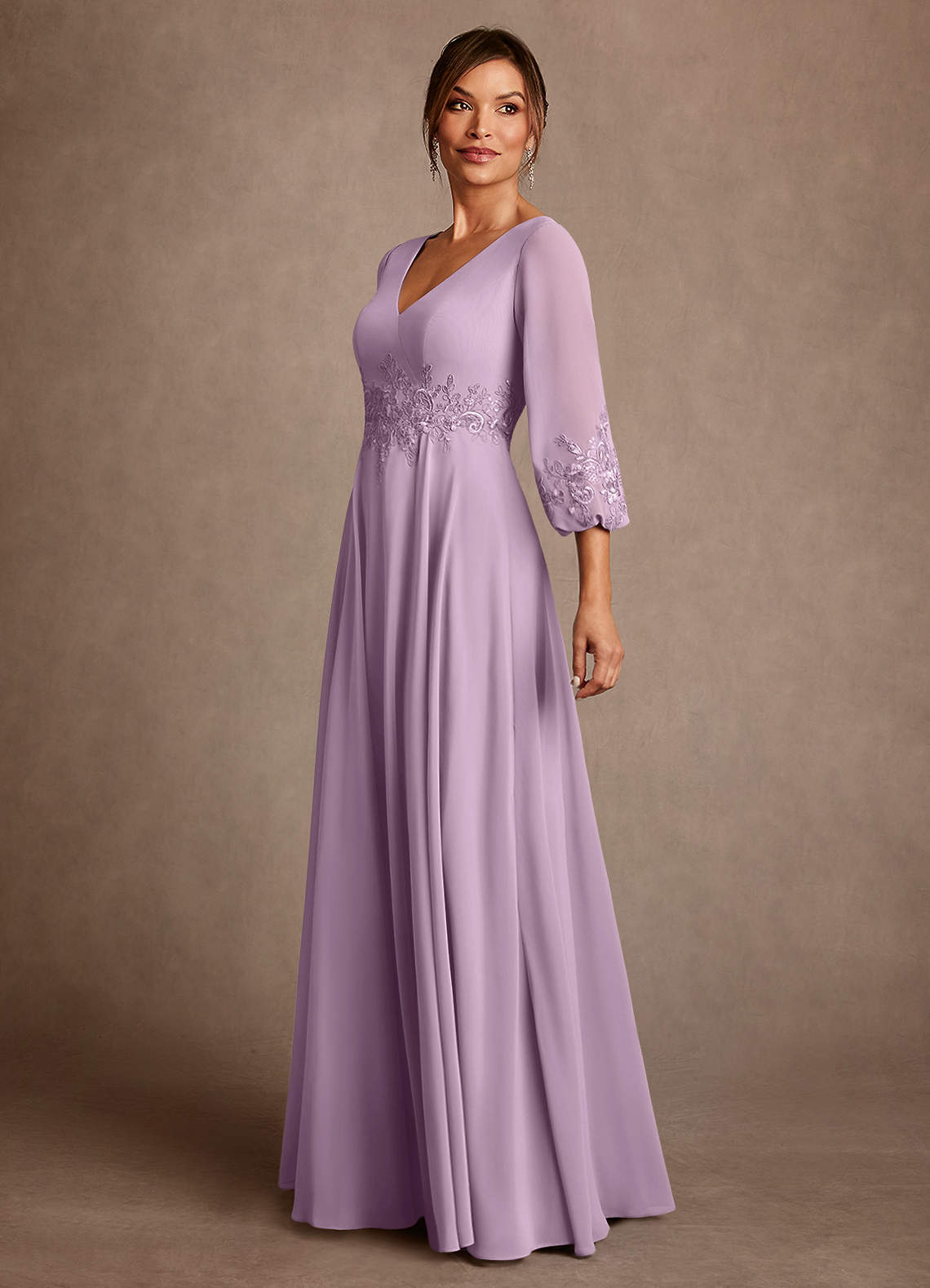Azazie Yorba Mother of the Bride Dresses Wisteria A-Line Lace Chiffon Dress image3