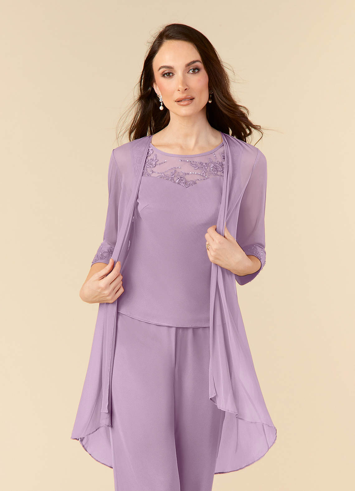 Azazie Frances Wisteria Jumpsuit/Pantsuit Scoop Mesh Dress Mother of