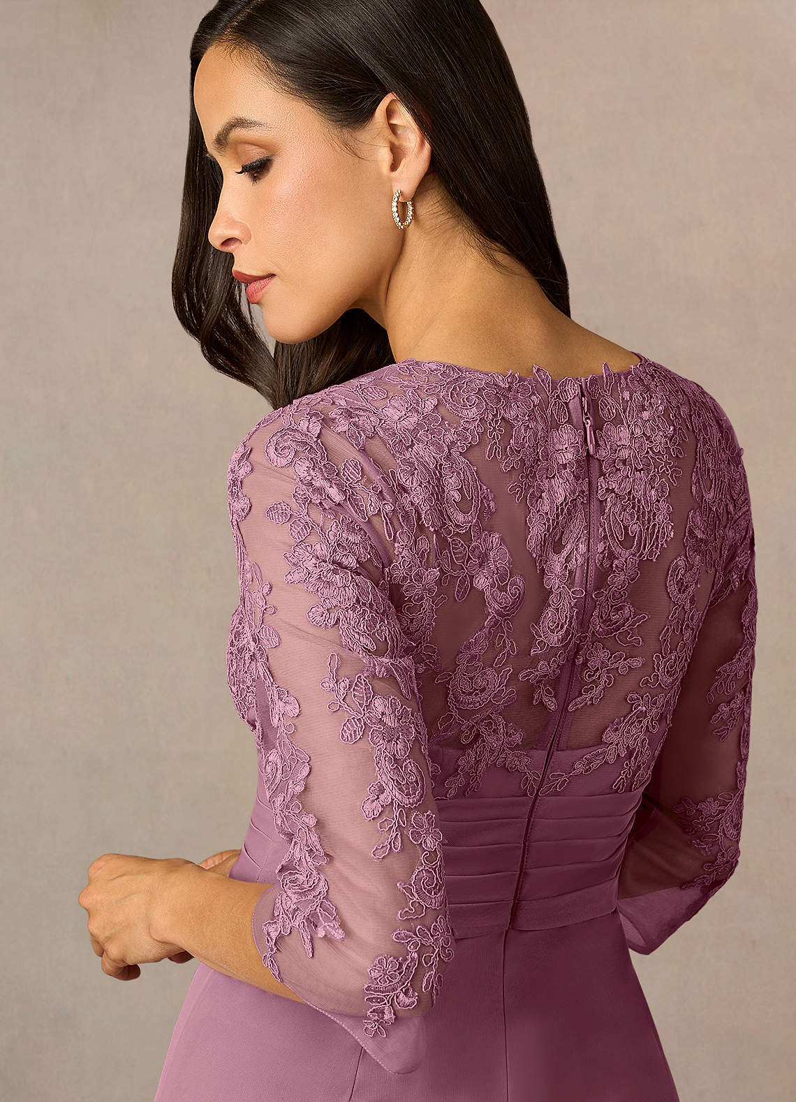 Azazie Poe Vintage Mauve Sheath Lace Dress Ready to Ship | Azazie Azazie Poe Vintage Mauve Sheath Lace Dress Ready to Ship | Azazie