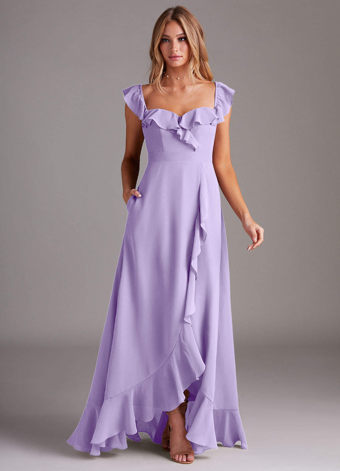 Azazie Lyra Lilac Chiffon Bridesmaid Dresses | Azazie