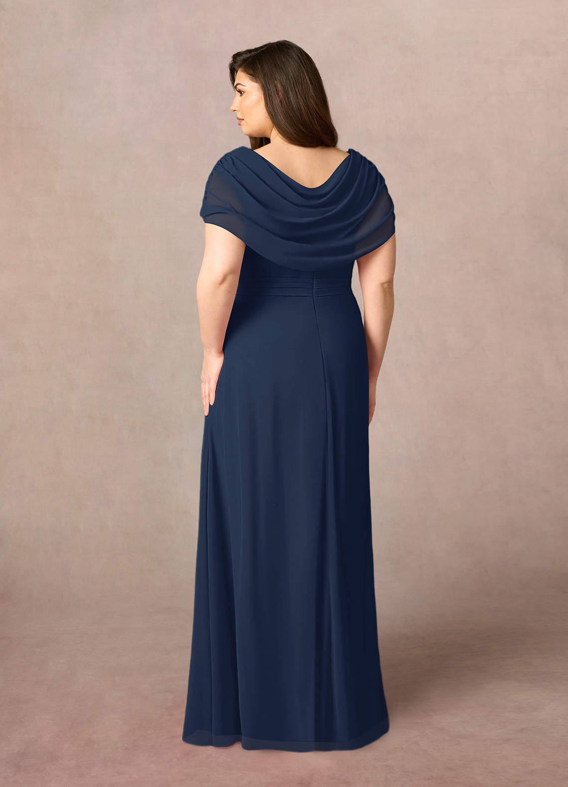 Azazie Mary Mother of the Bride Dresses Dark Navy A-Line Side Slit Chiffon Dress image7