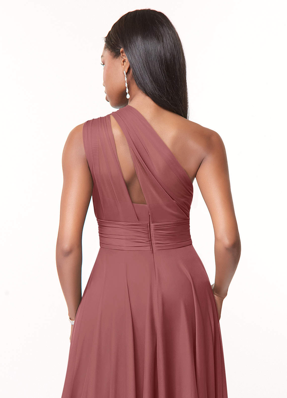 Azazie Charlize Jurken voor bruidsmeisjes Jurk van Mesh met A-Lijn One-Shoulder Amethist image3