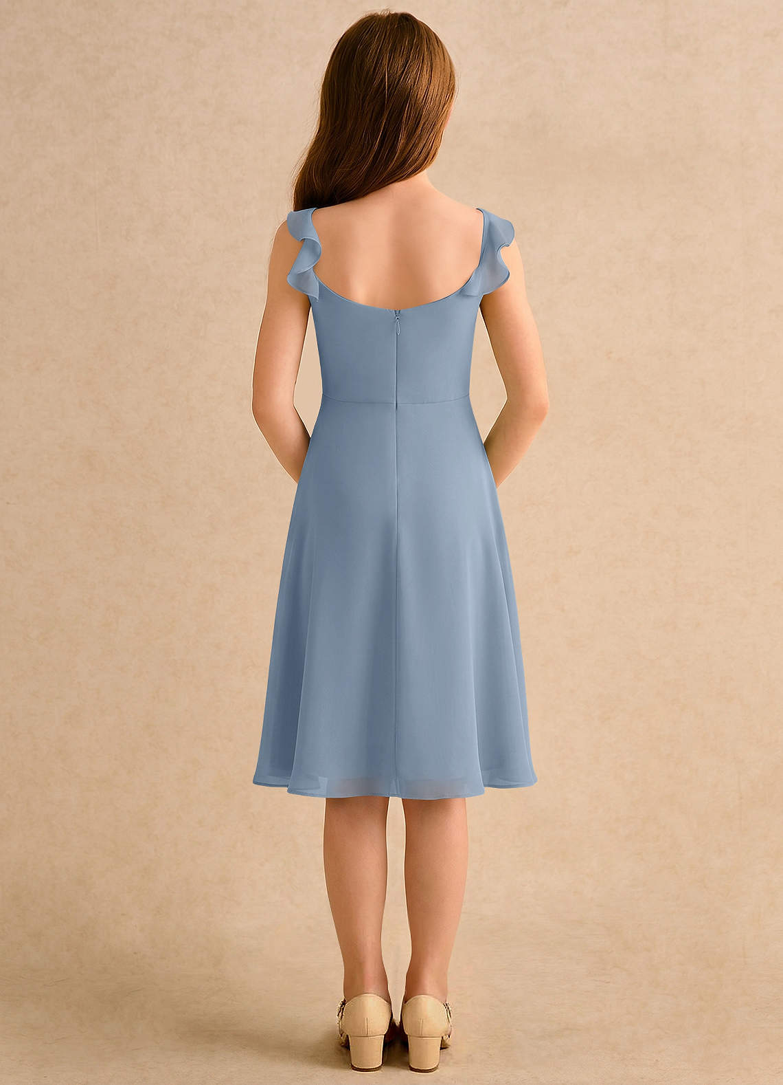 dusty blue knee length dress Dusty Blue Knit Fit and Flare Mini Dress