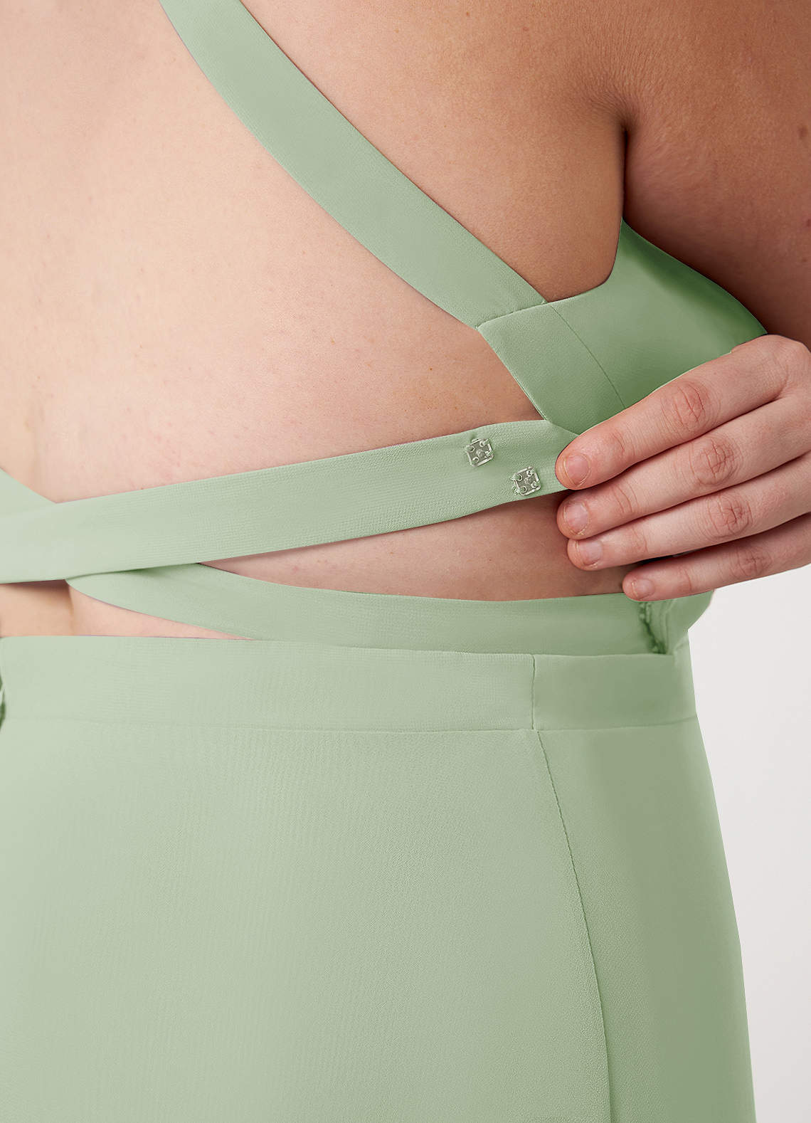 Azazie Clarice Abiti da Damigella Abito A-Line in Chiffon con Scollo Halter Verde Salvia image13