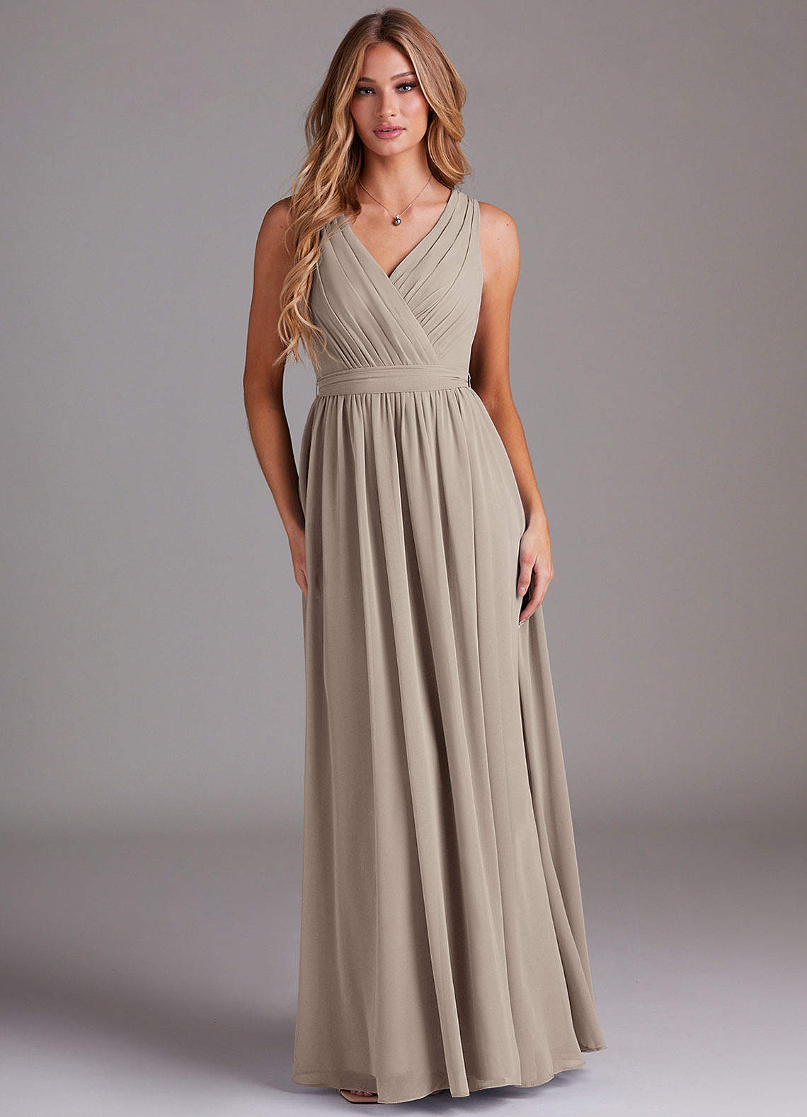 Azazie Kingsley Bridesmaid Dresses Frost A-Line Lace Chiffon Dress image1