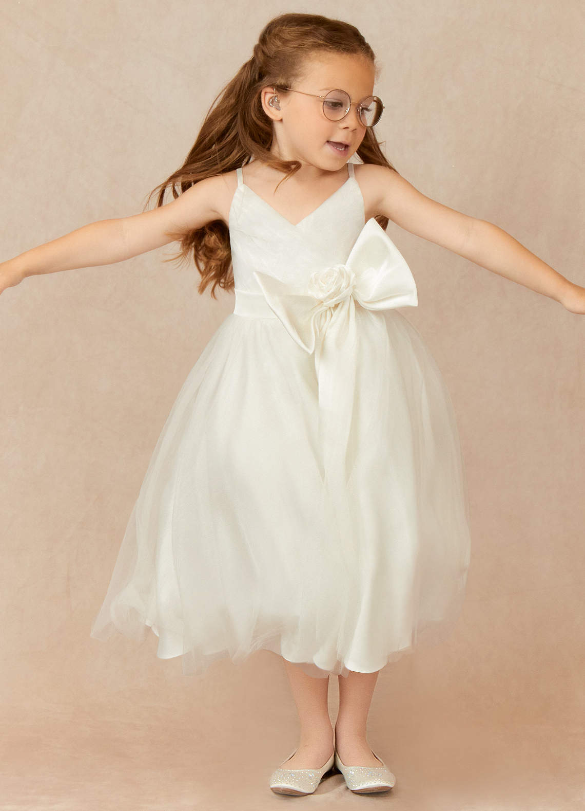Azazie Dito Final Sale Ivory A-Line Pleated Tulle Dress image1