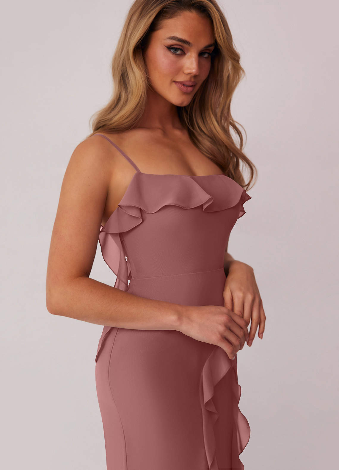 Barbie ♥ Azazie Bridesmaid Dresses Desert Rose Sheath Bow Chiffon Dress image5