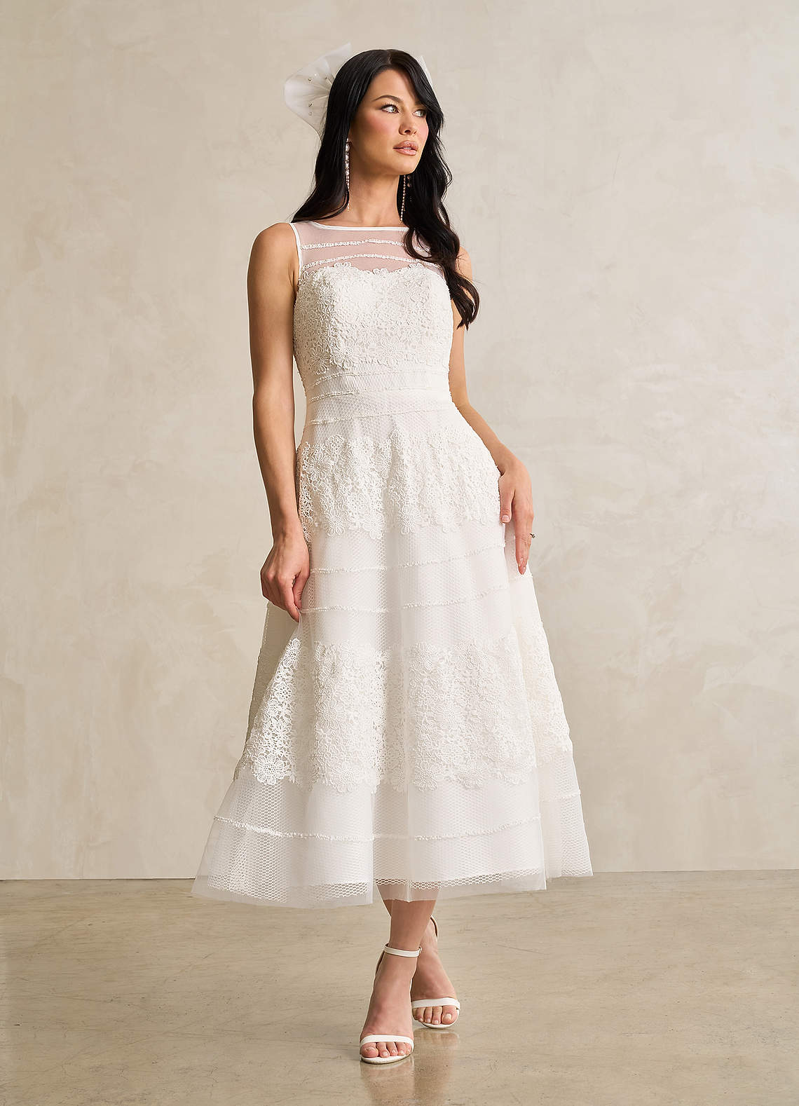 Azazie Azul Wedding Dresses Diamond White A-Line Sweetheart Lace Tulle Dress image2