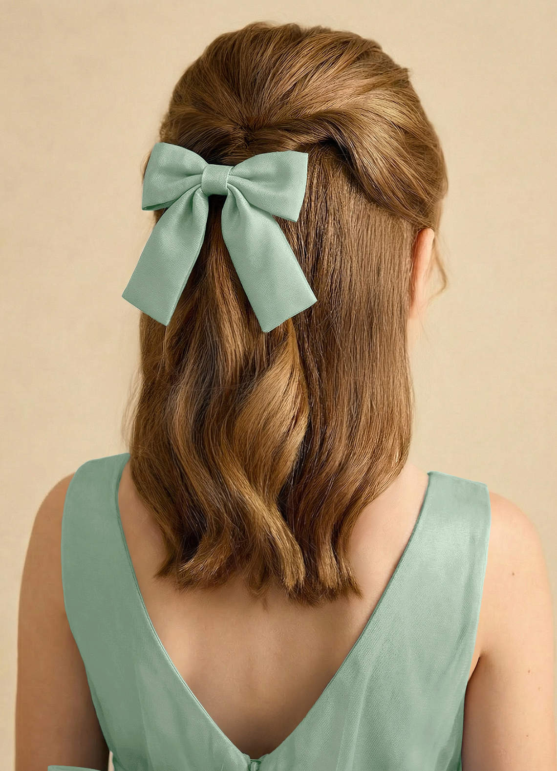 front Girls Satin Bow Hair Clip