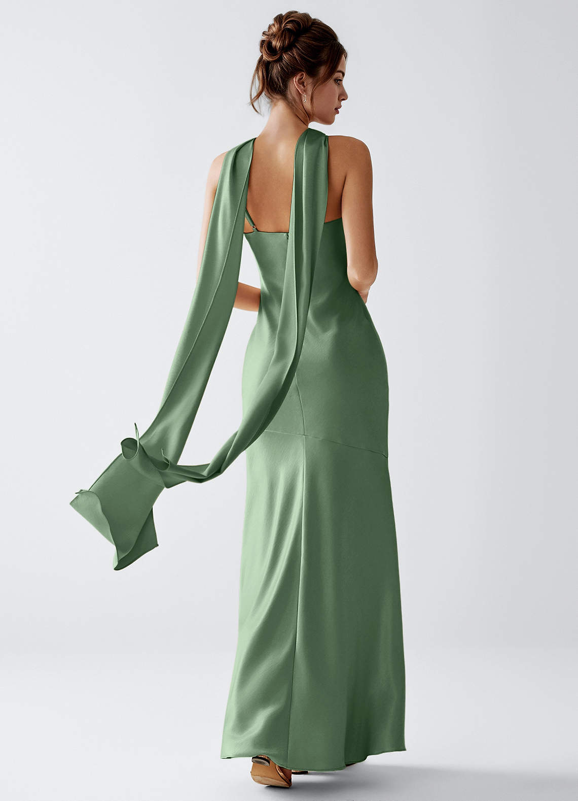 Veronica Matcha Luminous Satin Maxi Dress image2
