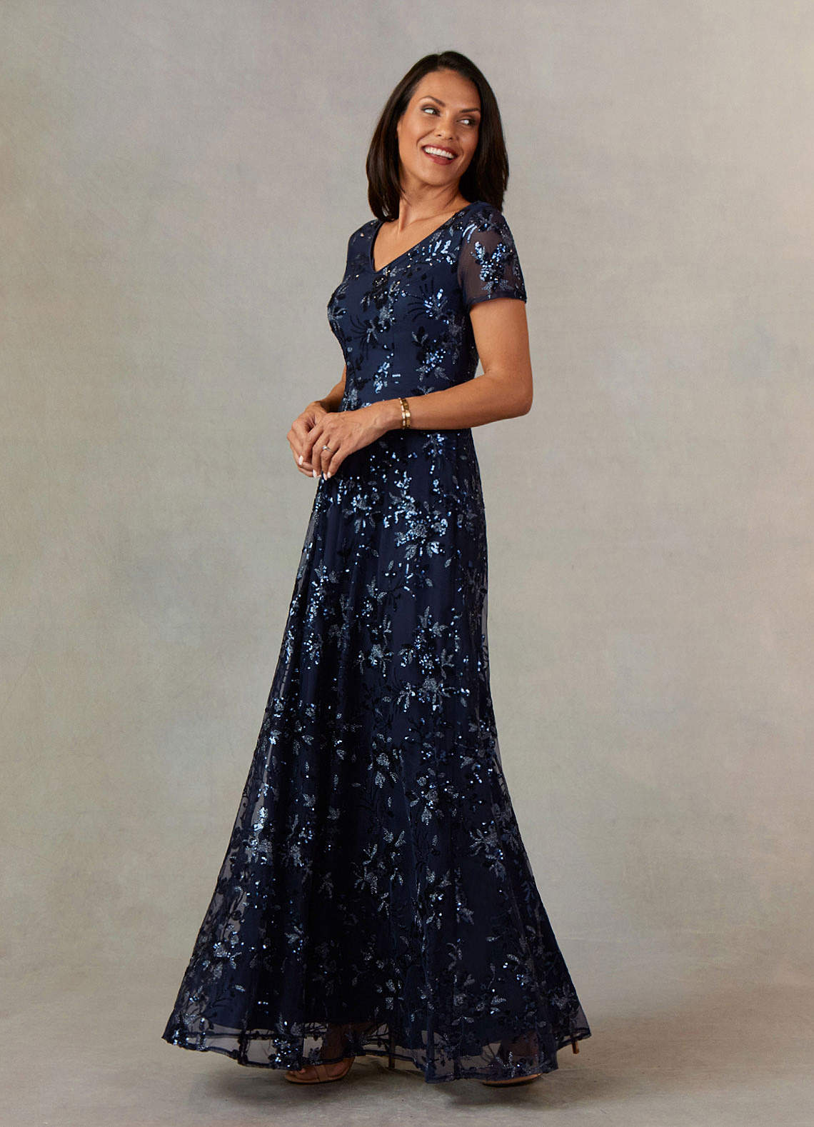 Upstudio Menlo Dark Navy A-Line Sequins Dress | Azazie