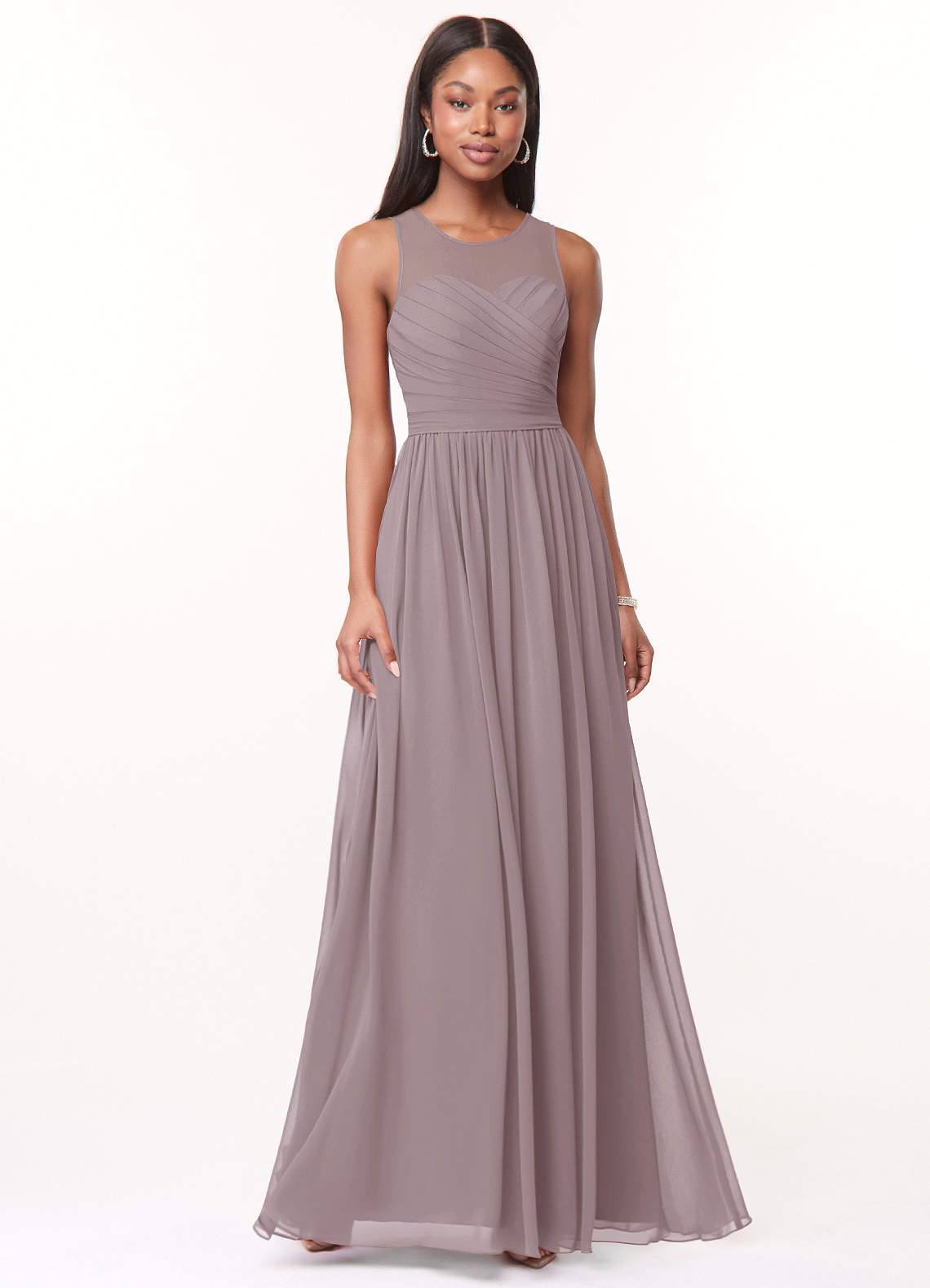 Azazie Nina Bridesmaid Dresses Dusk A-Line Pleated Chiffon Dress image1