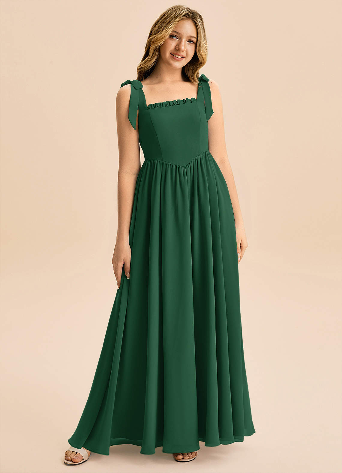 delias formal dresses Azazie A-Line/Princess Square Neck Floor-Length Chiffon Junior Bridesmaid dancer gift idea