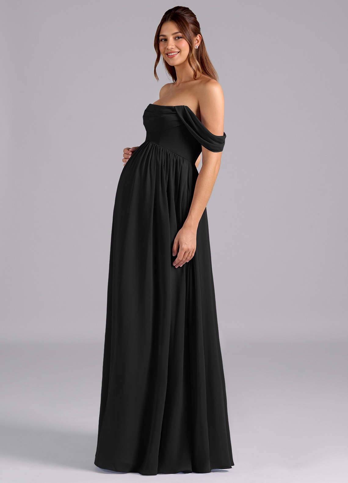 Azazie Saige Maternity Bridesmaid Dresses A-Line Pleated Chiffon Floor-Length Dress image4