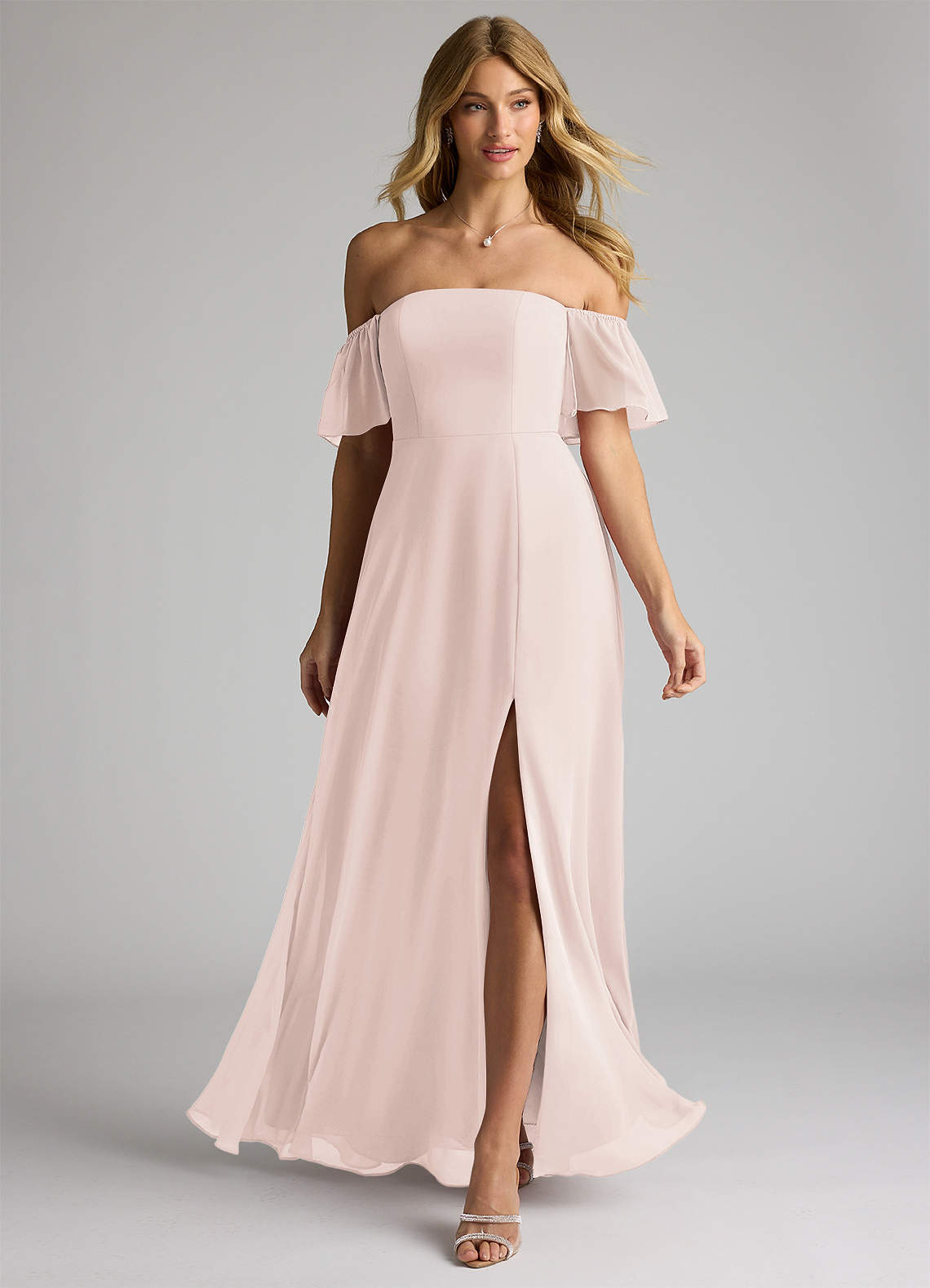 Azazie Sue Vestidos de damas de honor Vestido de Pétalo De Rosa de Gasa de Corte en A Convertible con Vestidos sin tirantes image1