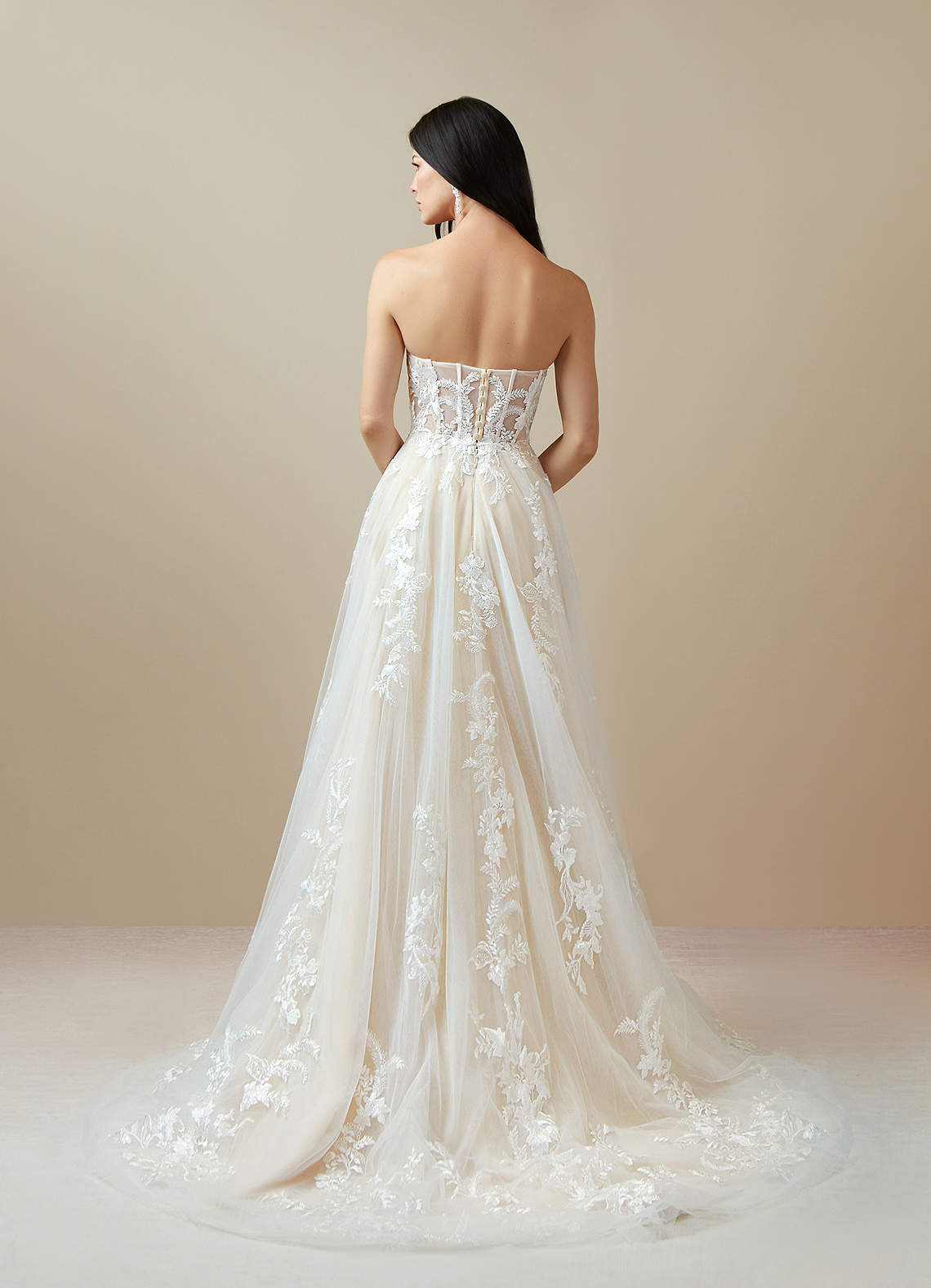 Azazie Aurorie At-home Try On Dresses Diamond White Champagne A-Line Sequins Tulle Dress image1