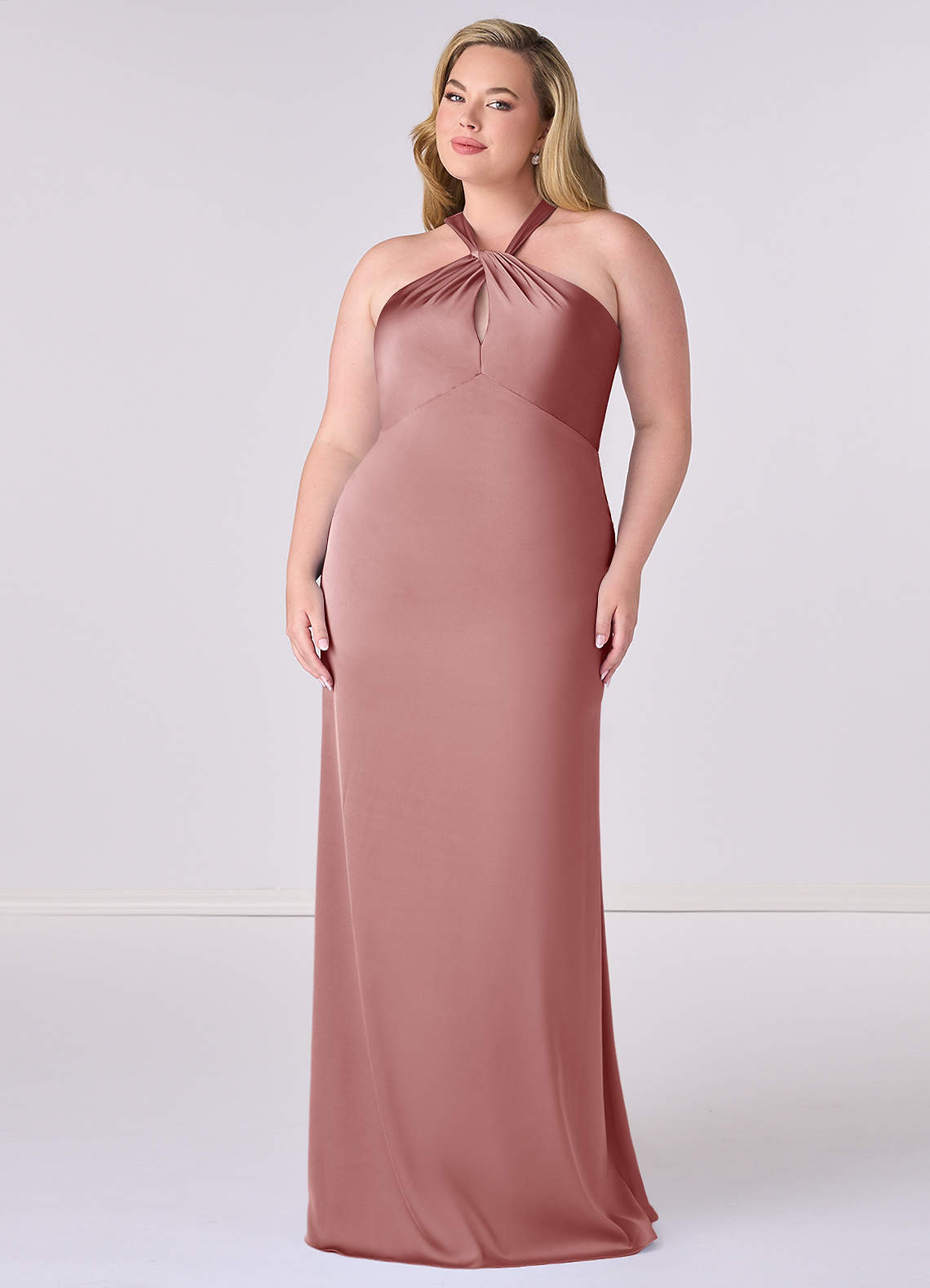 Barbie ♥ Azazie Bridesmaid Dresses Dusty Rose Sheath Stretch Satin Dress image8