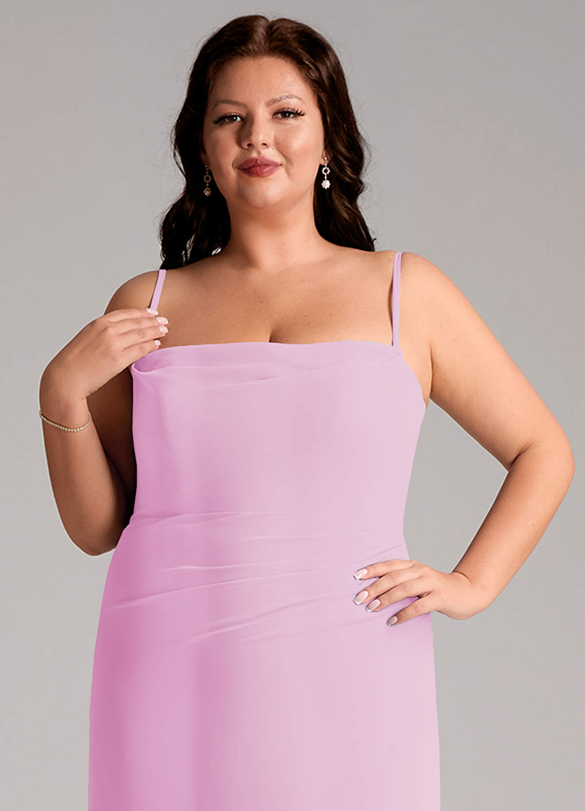 Azazie Leonis Candy Pink Chiffon Bridesmaid Dresses | Azazie