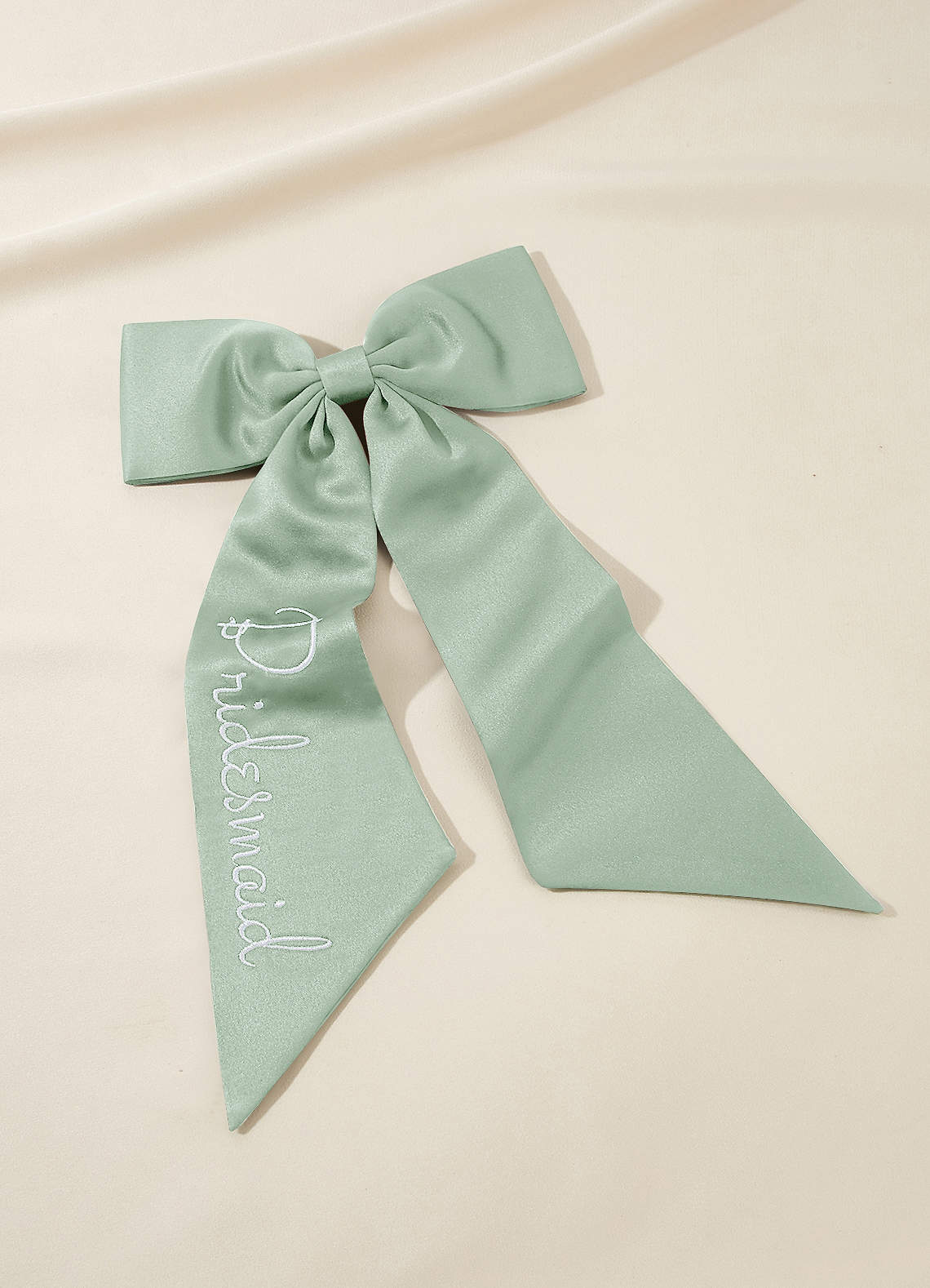 front Personalized Embroidered Matching Color Bow Hair Clip