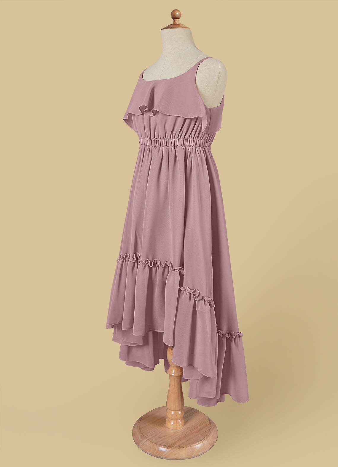 Azazie Karmen Flower Girl Dresses A-Line Ruched Chiffon Asymmetrical Dress image1
