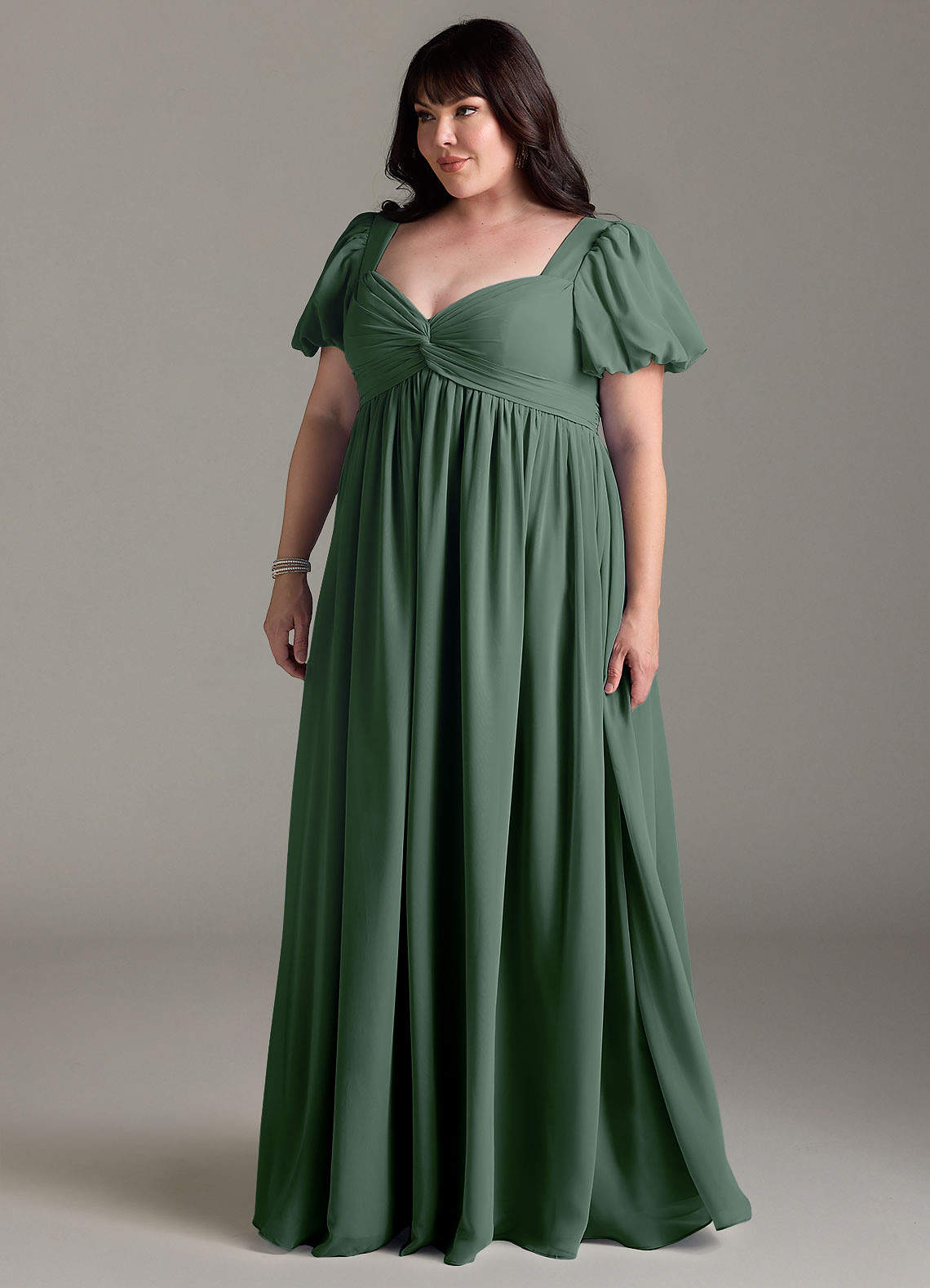 Azazie Madisynn Vestidos de dama de honra para maternidade Vestir Arco Comprimento do chão Chiffon image7