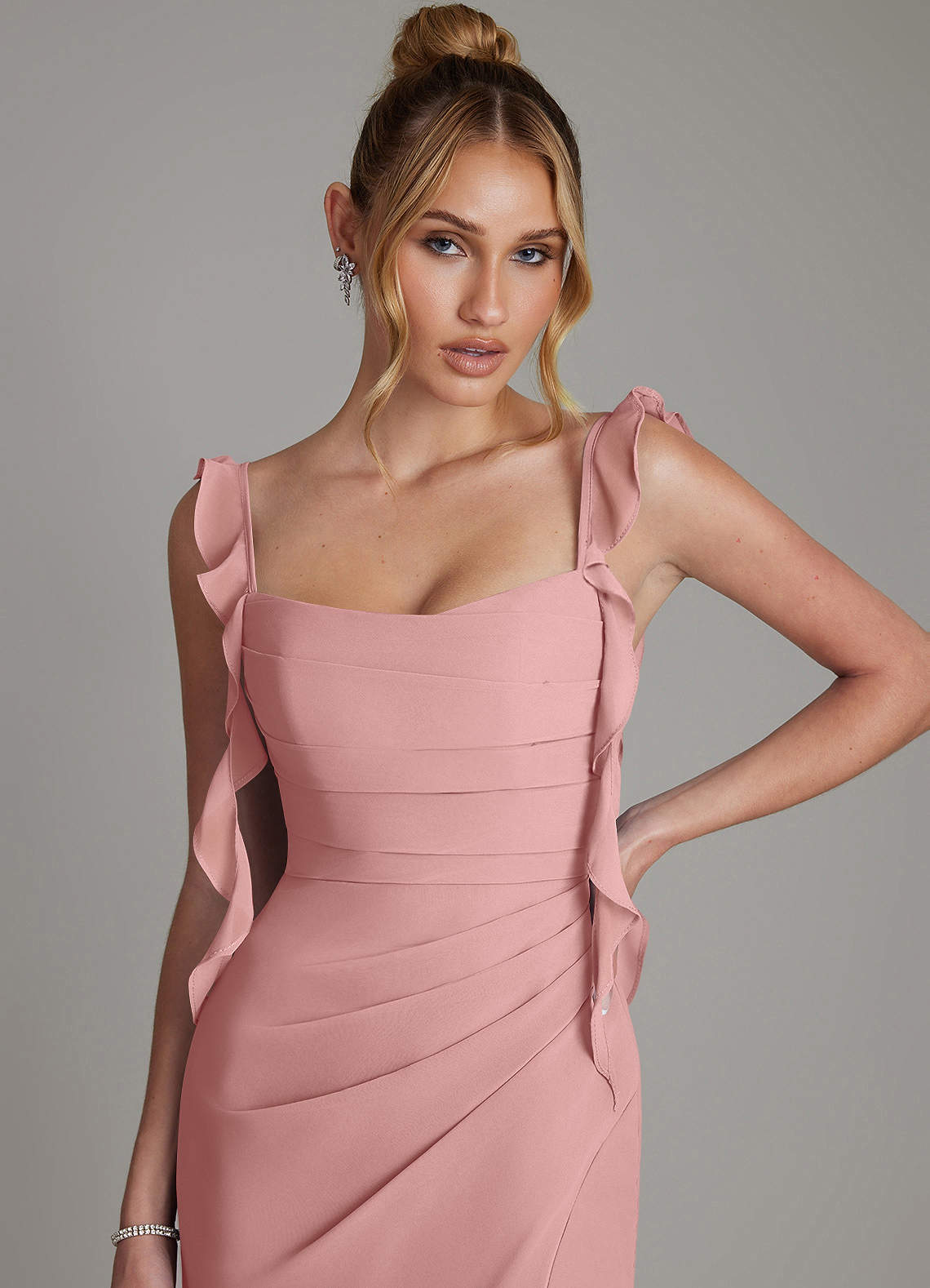 Azazie Jessamine Bridesmaid Dresses Dusty Rose Mermaid Corset Chiffon Dress image2