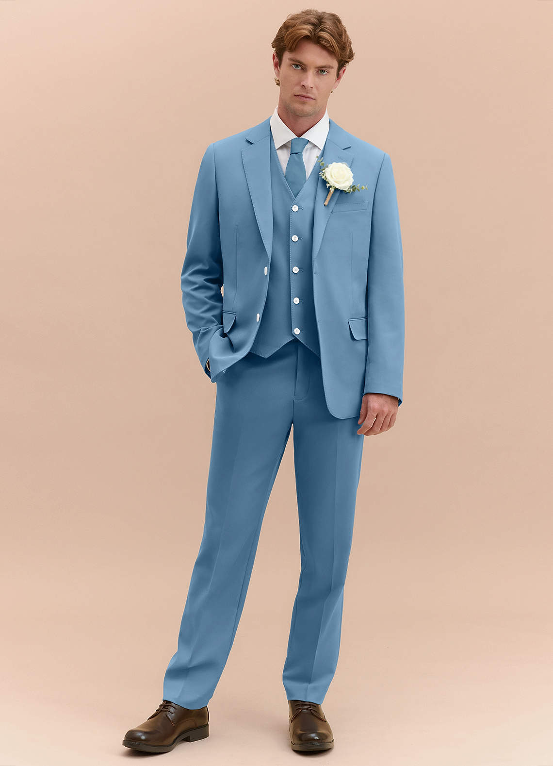 James Steel Blue Structured Stretch 3-piece suit | Suit Sets |Azazie