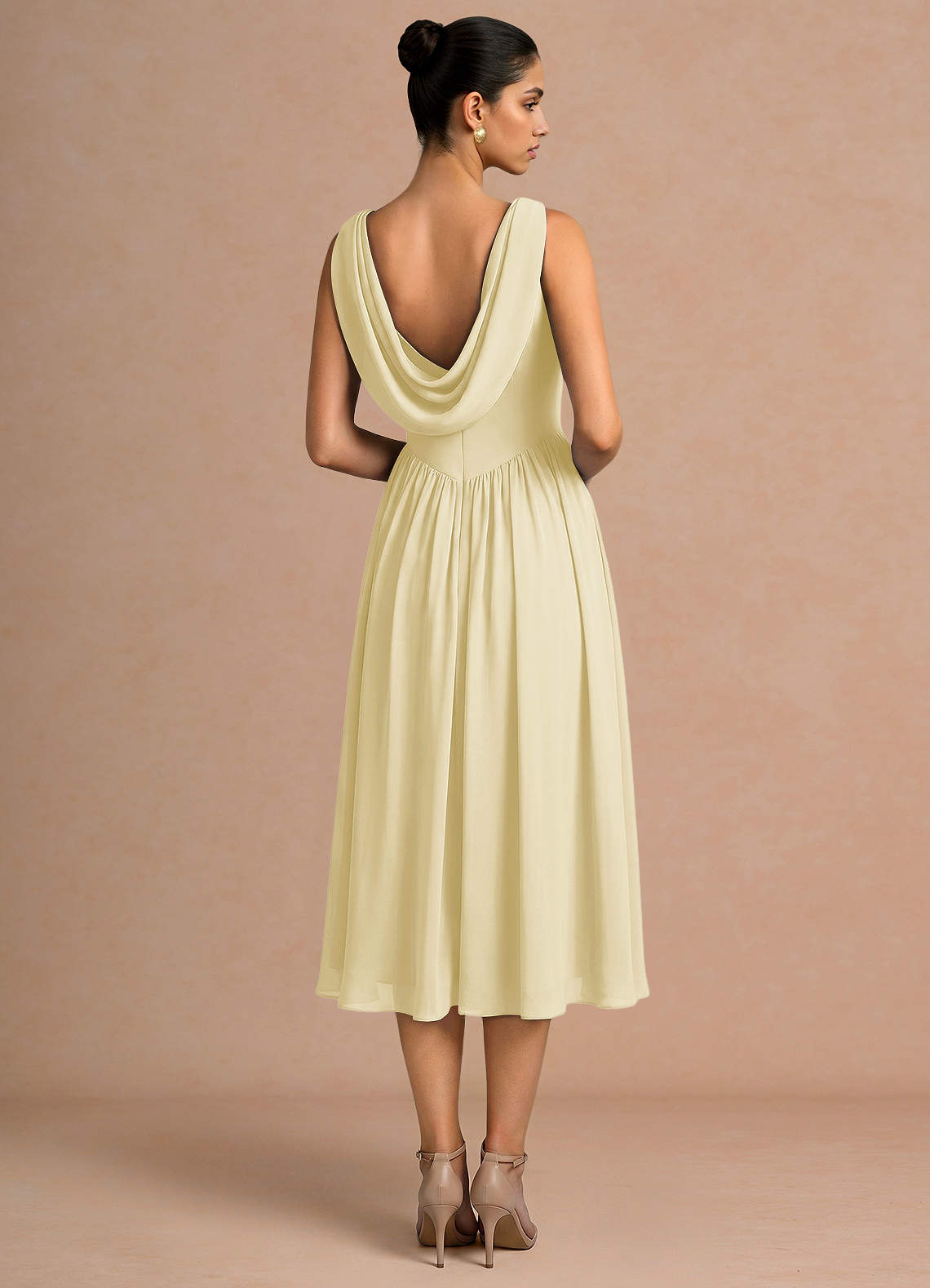 butter yellow knee length dress Modal Lace-Trim Midaxi Dress in Butter Yellow - XS